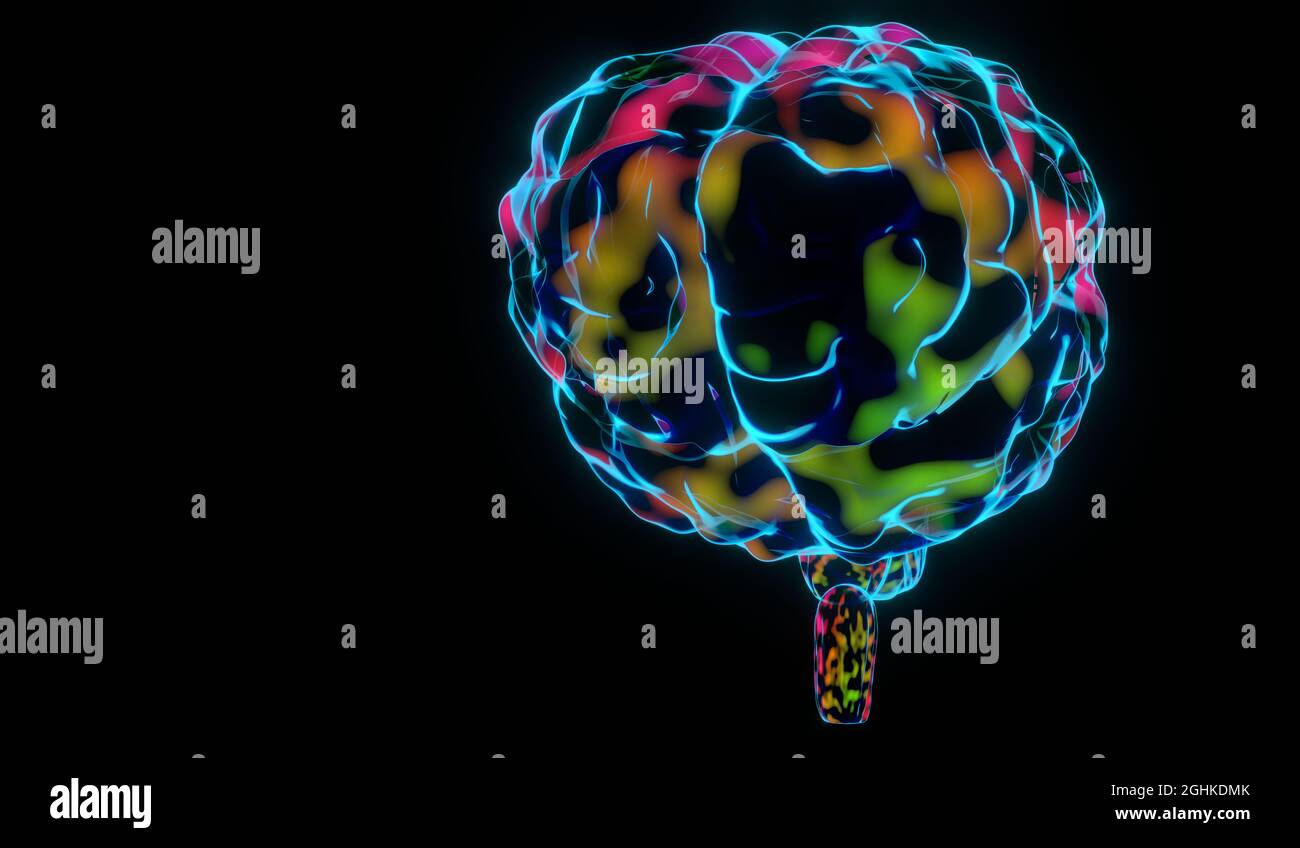 Human brain isolated on black background - 3D illustration Stock Photo ...
