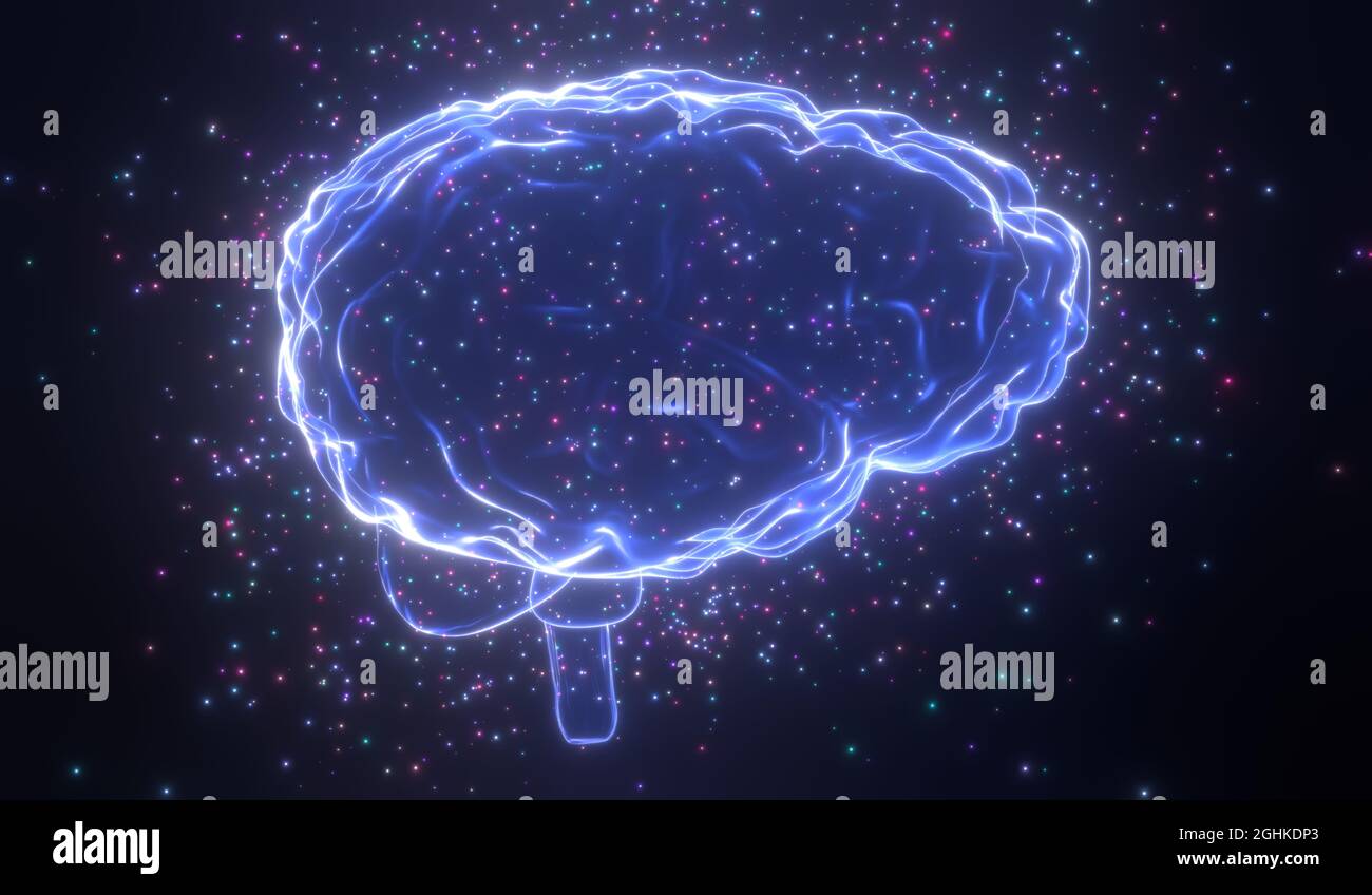 Human brain isolated on black background - 3D illustration Stock Photo ...
