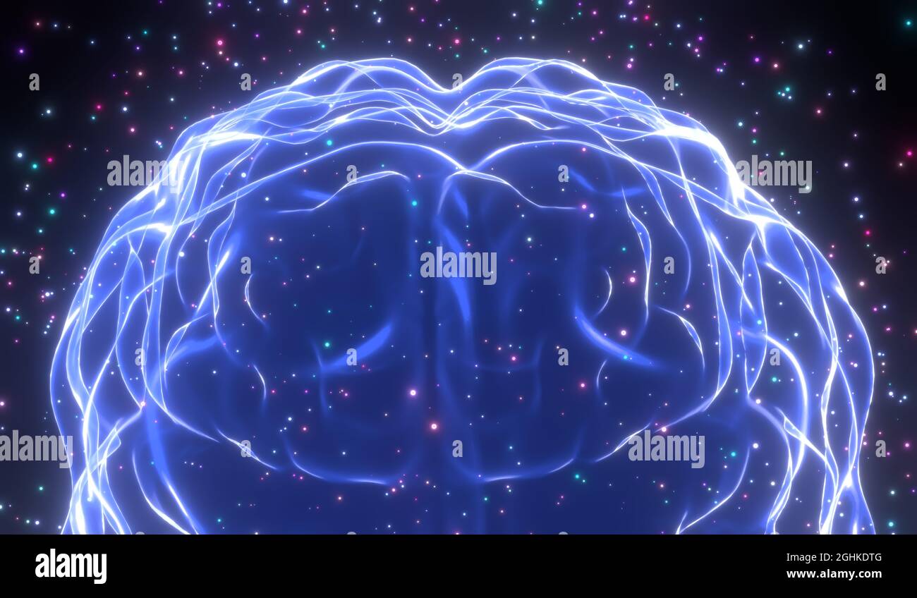 Human brain isolated on black background - 3D illustration Stock Photo ...