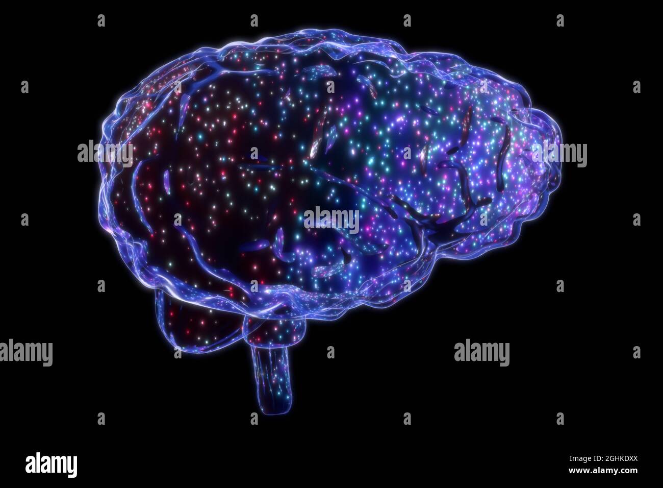 Human brain isolated on black background - 3D illustration Stock Photo ...