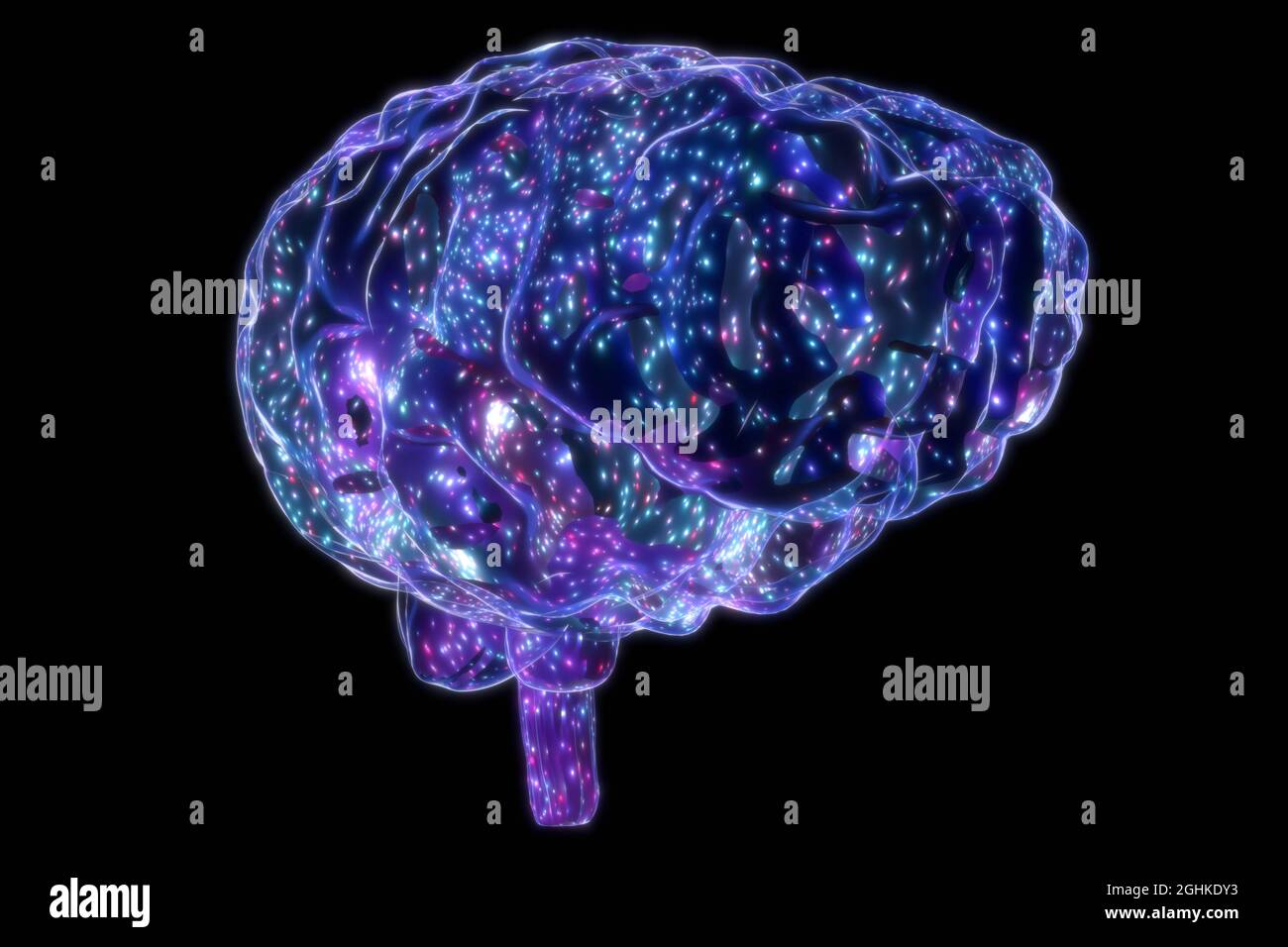Human brain isolated on black background - 3D illustration Stock Photo ...