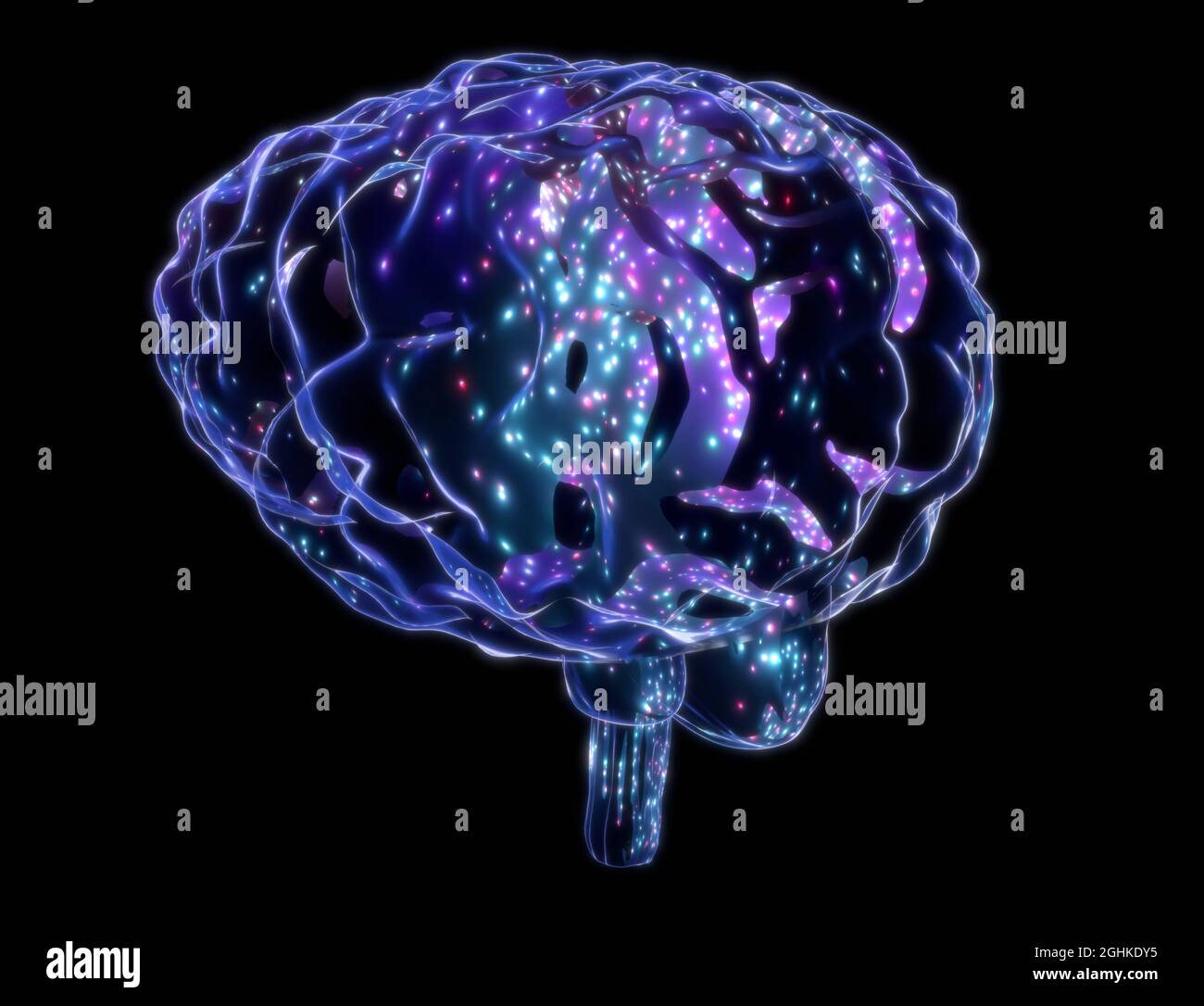 Human brain isolated on black background - 3D illustration Stock Photo ...