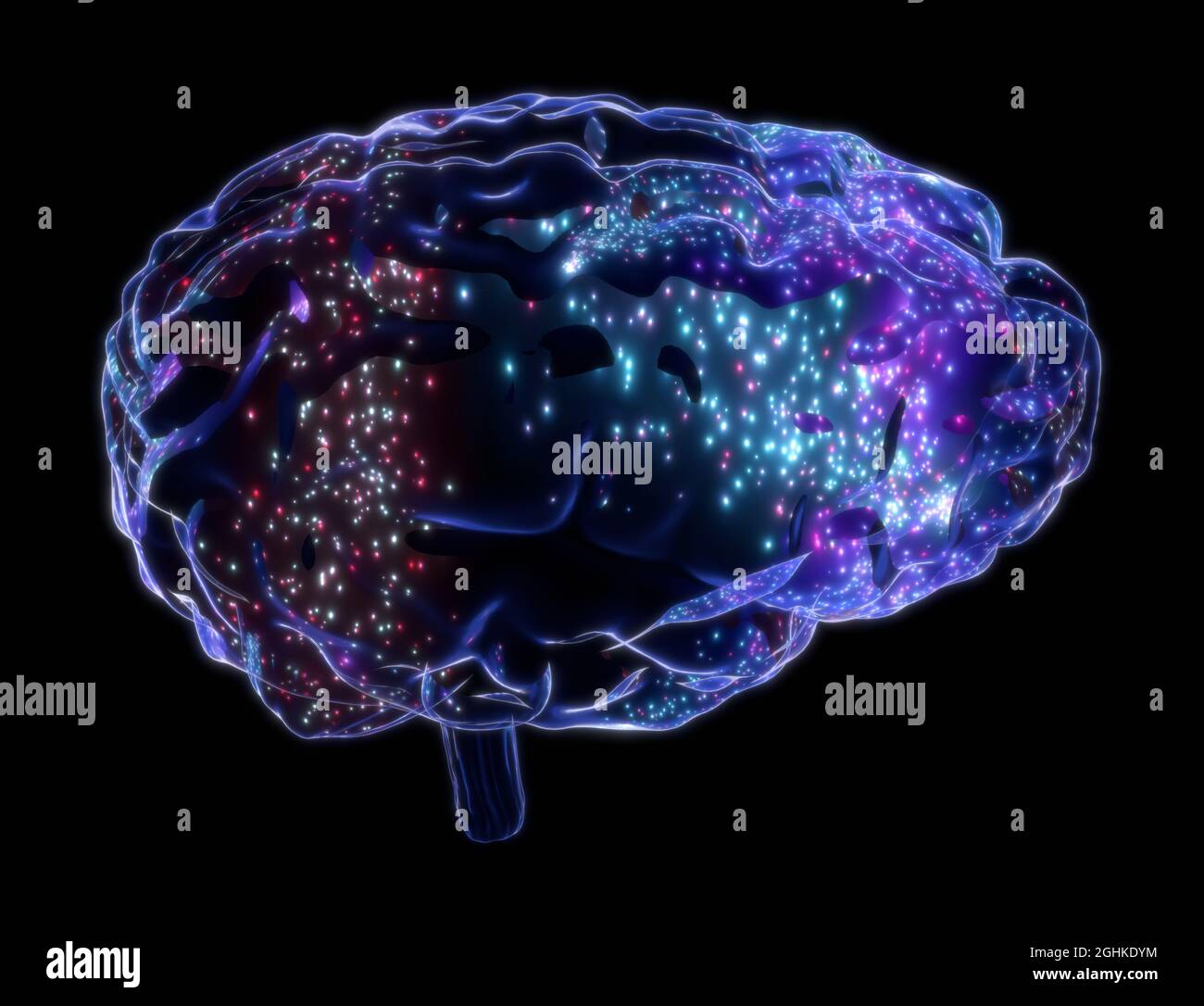 Human brain isolated on black background - 3D illustration Stock Photo ...