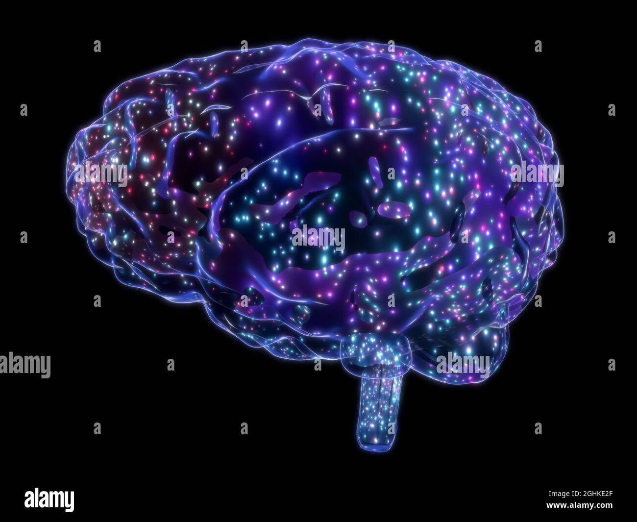 Human brain isolated on black background - 3D illustration Stock Photo ...
