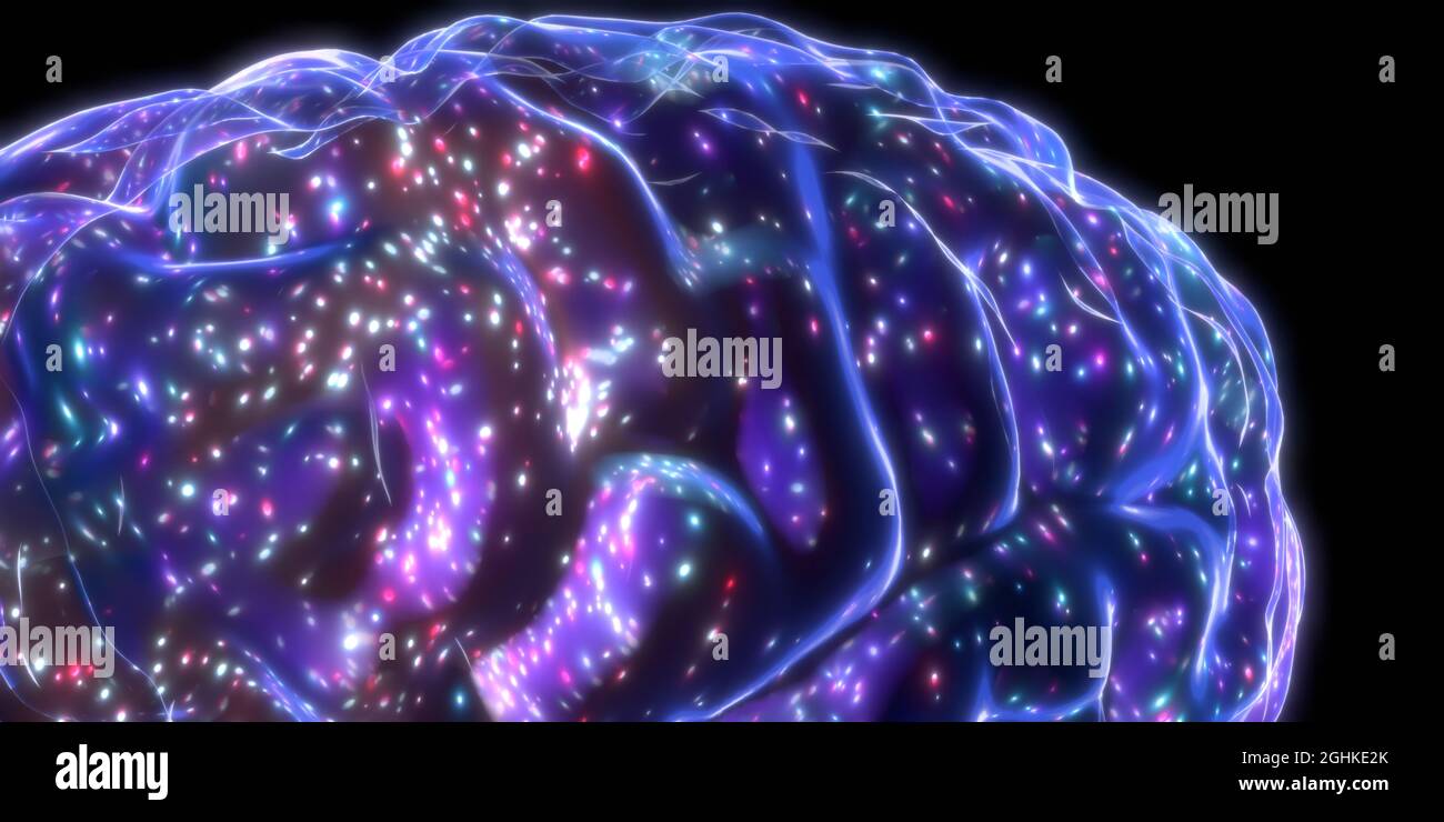 Human brain isolated on black background - 3D illustration Stock Photo ...