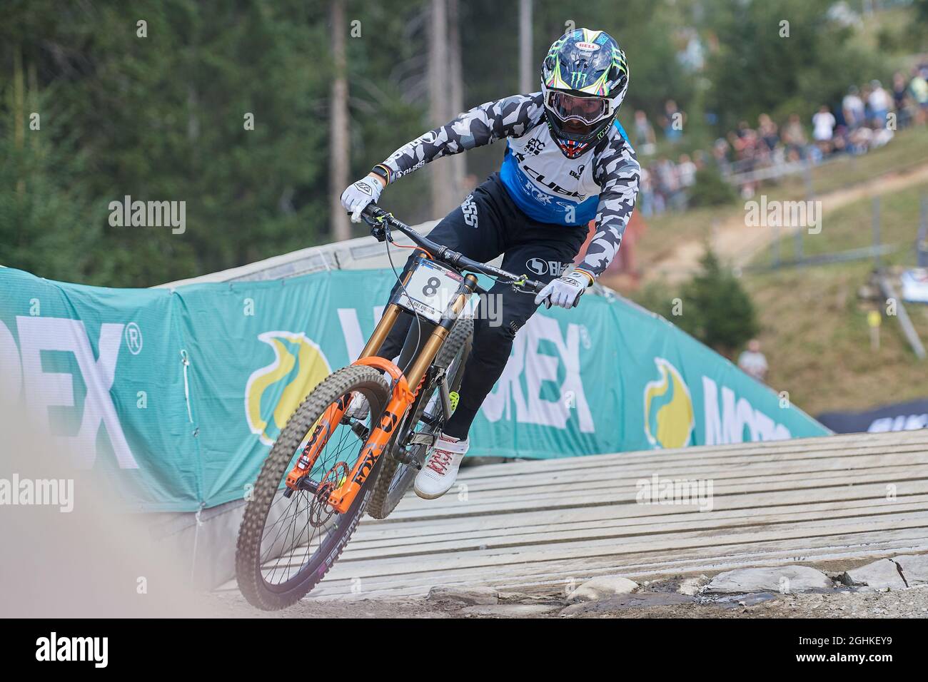 Lenzerheide, Schweiz. 4. September 2021. Danny Hart GBR from CUBE FACTORY  RACING während des Downhill Finals der Herren am UCI Mountain Bike Weltcup  2 Stock Photo - Alamy