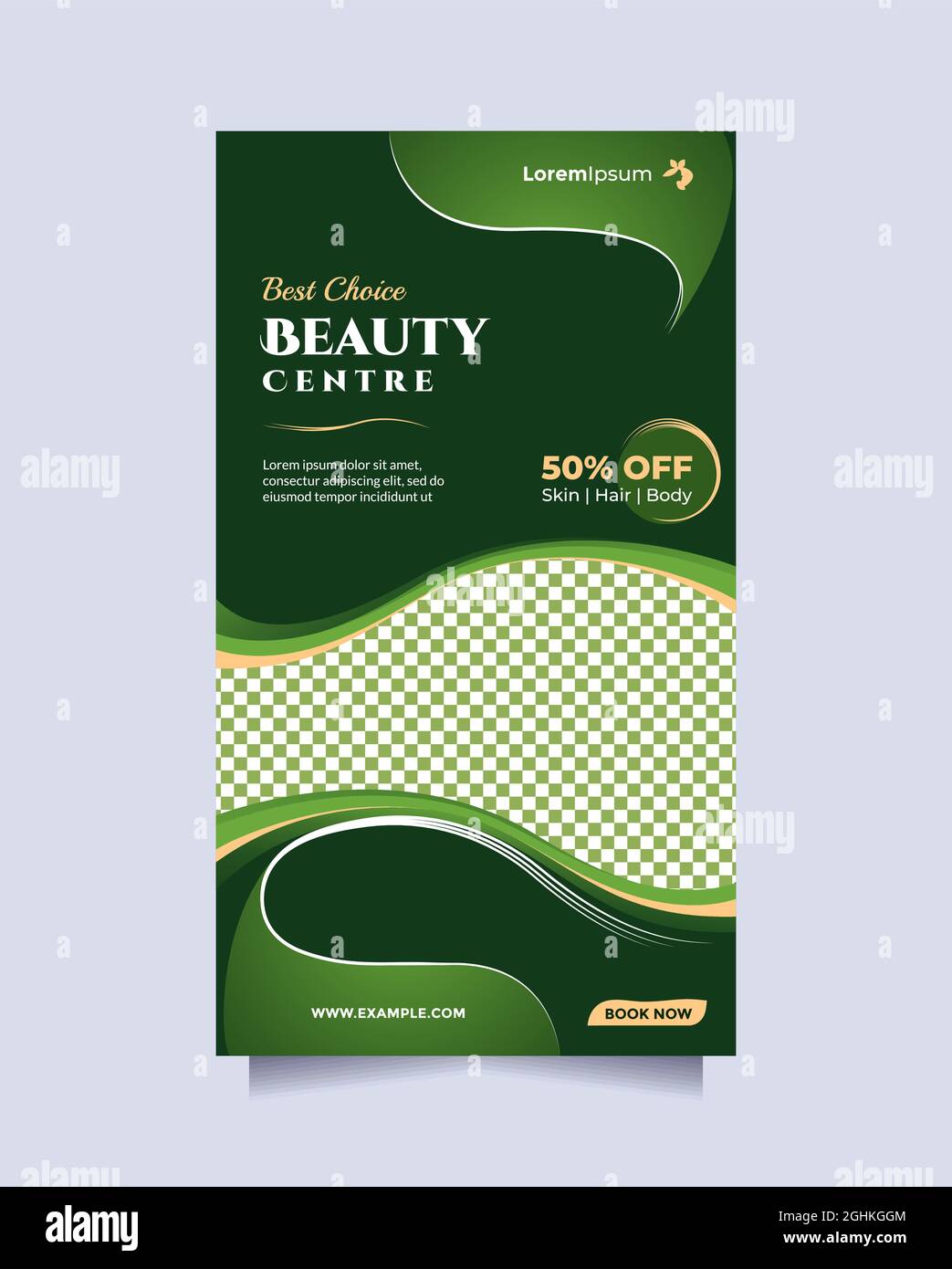 Clean and trendy beauty center social media post & banner template. Concept of professional hair beauty treatment, hair salon, something natural, etc Stock Vector