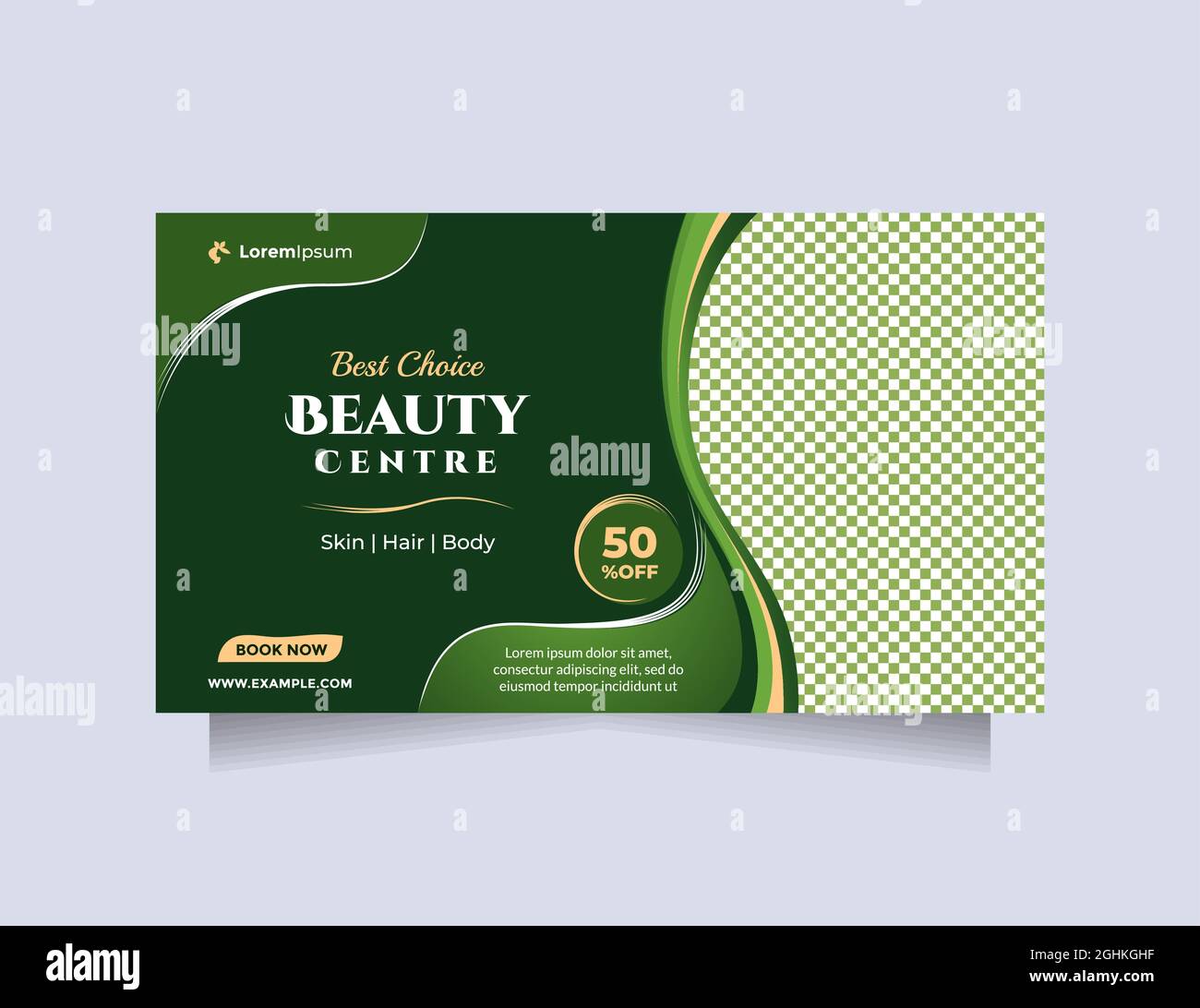 Clean and modern beauty center social media post & banner template. Concept of professional hair beauty treatment, hair salon, something natural, etc Stock Vector