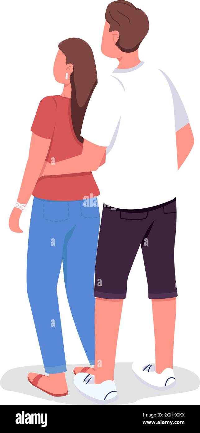 Couple embracing each other semi flat color vector characters Stock ...