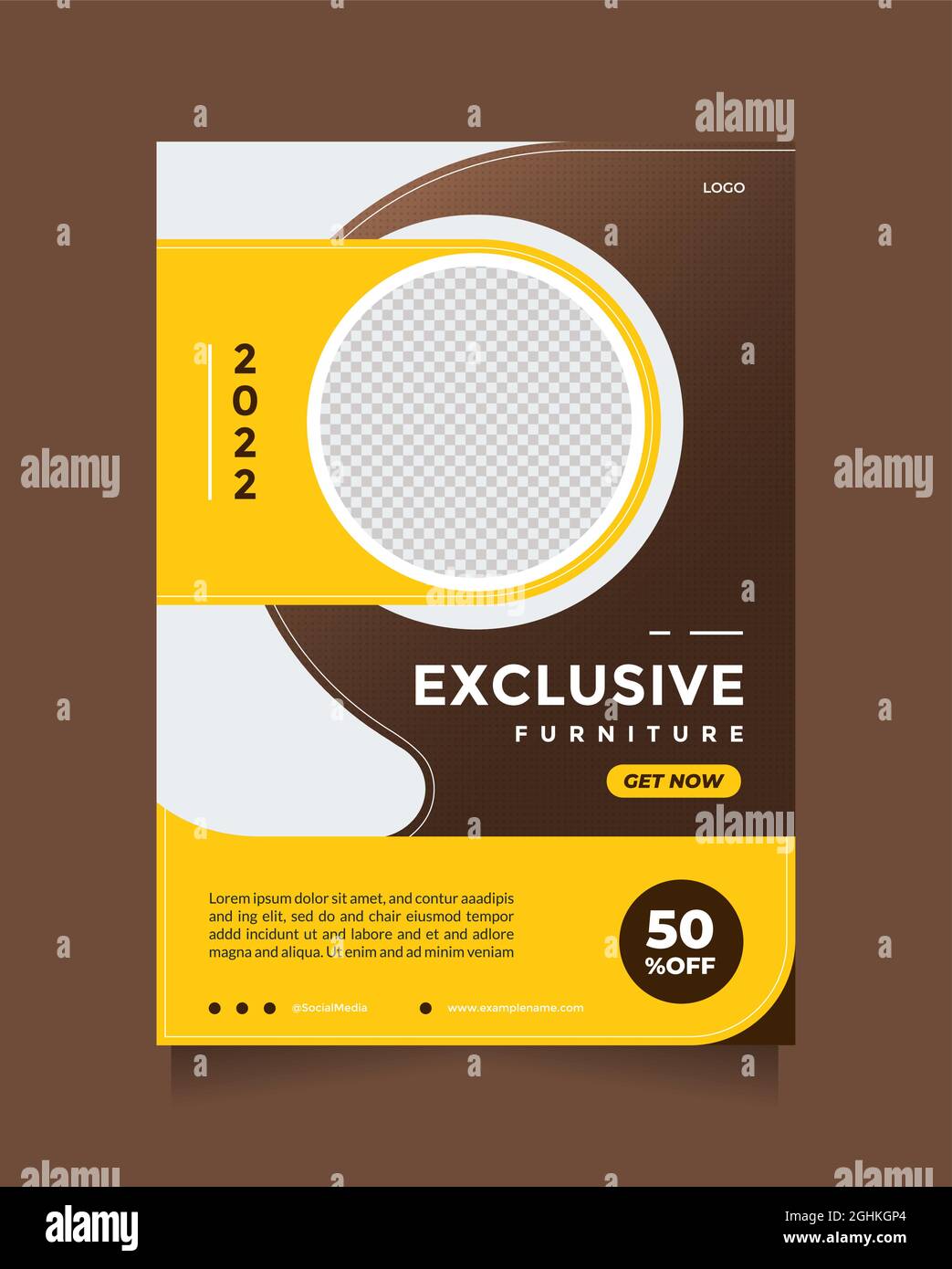 Creative idea exclusive furniture sale promotion design. Modern Yellow brown design flyer and