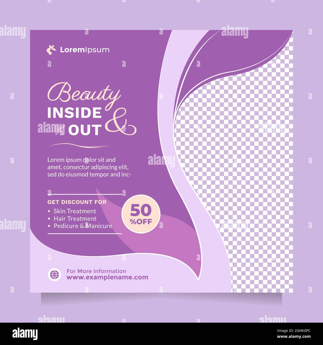 Beauty care service concept social media post and banner template. Modern promotion design of professional hair spa, skin treatment & cosmetic sale Stock Vector
