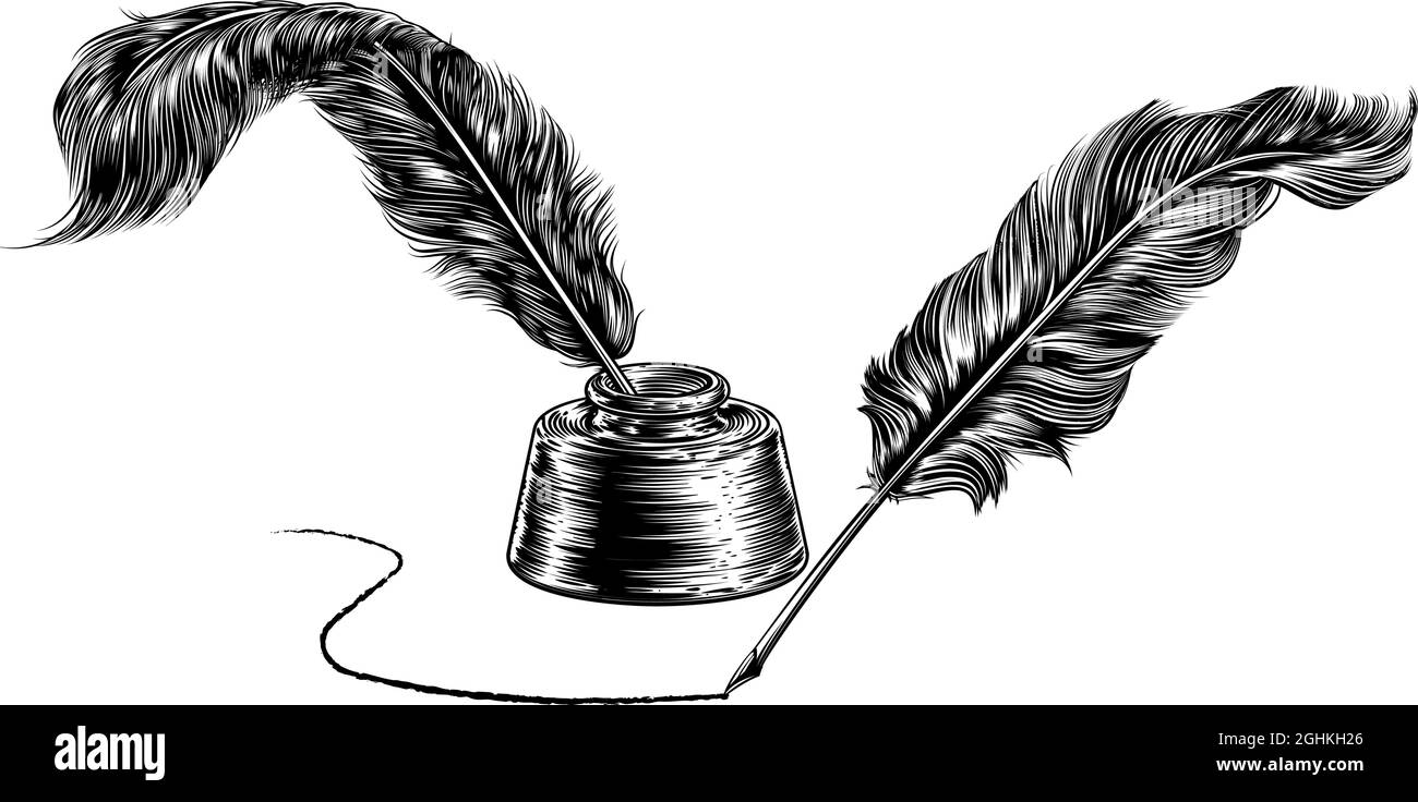 Quill Pen Feather and Inkwell Stock Vector Image & Art - Alamy