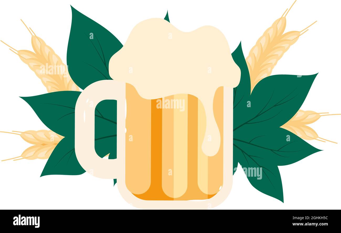 Large beer glass from Munich brewery flat concept vector illustration Stock Vector
