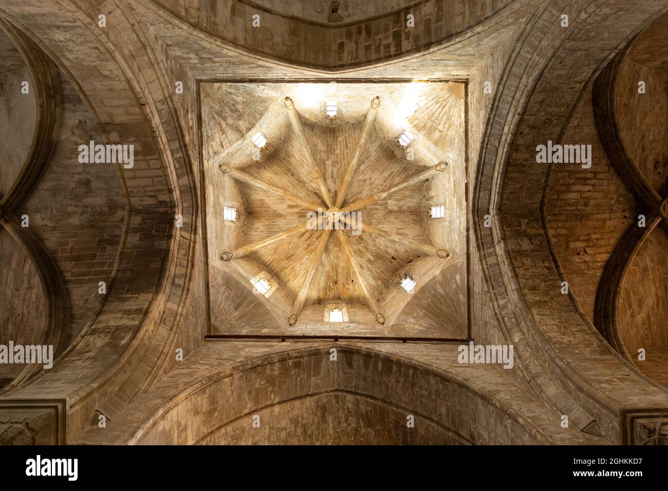 Dome of Vallbona Abbey or the Monastery of Santa Maria de Vallbona. Vallbona de les Monges, Urgell, Lleida, Catalonia, Spain, Europe. Stock Photo