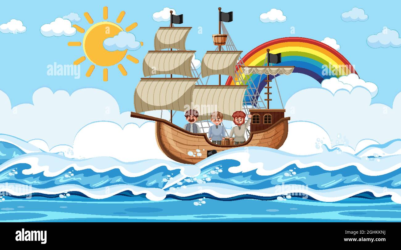 Men sailing on the ship illustration Stock Vector Image & Art - Alamy