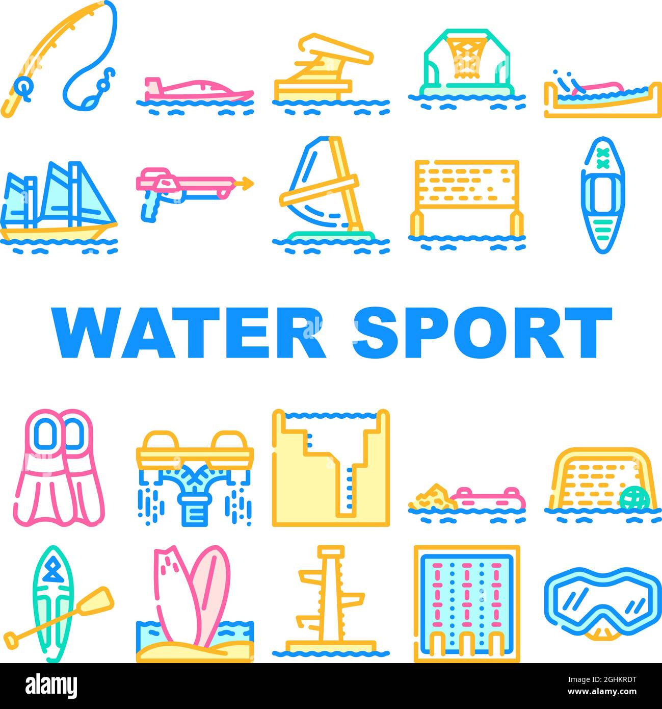 Water Sports Active Occupation Icons Set Vector Stock Vector Image ...