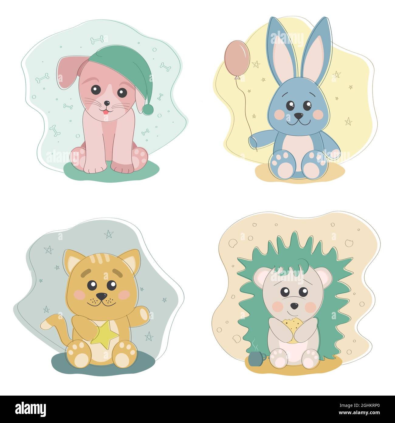 Set of cute nursery pets Stock Vector Image & Art - Alamy