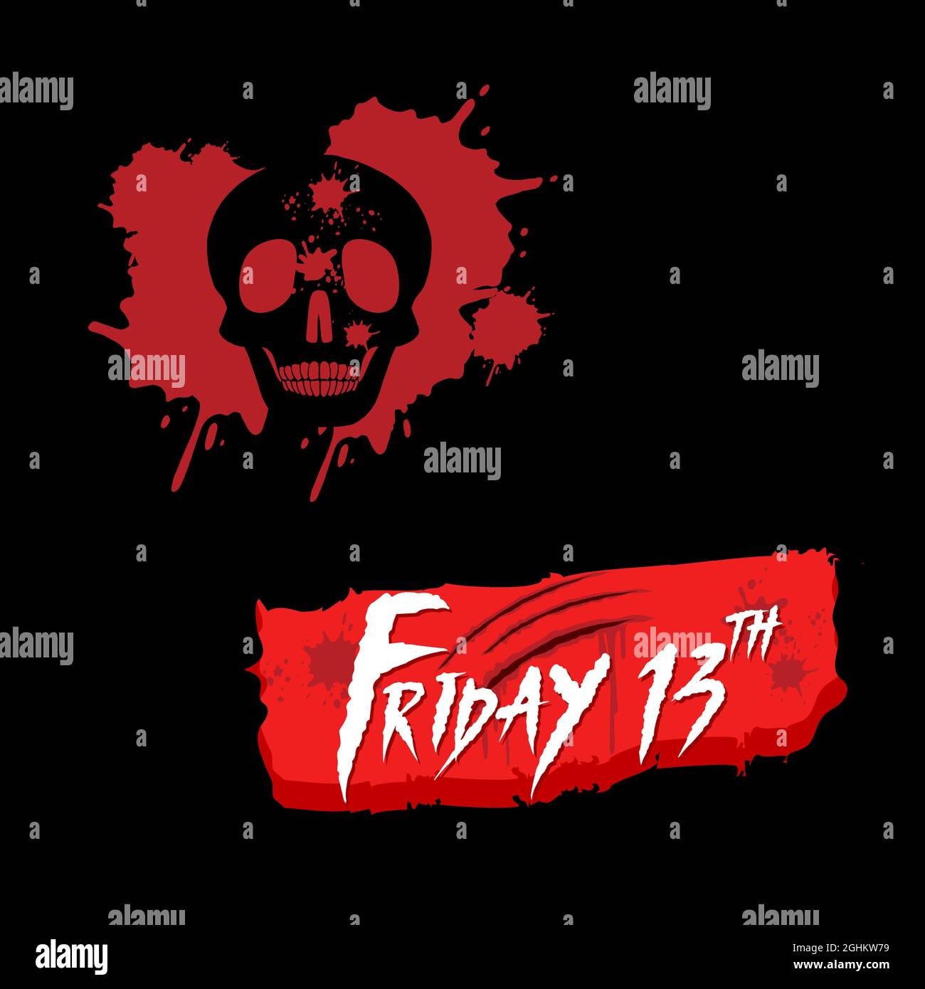 Halloween Friday 13th with bloody skull illustration Stock Vector Image
