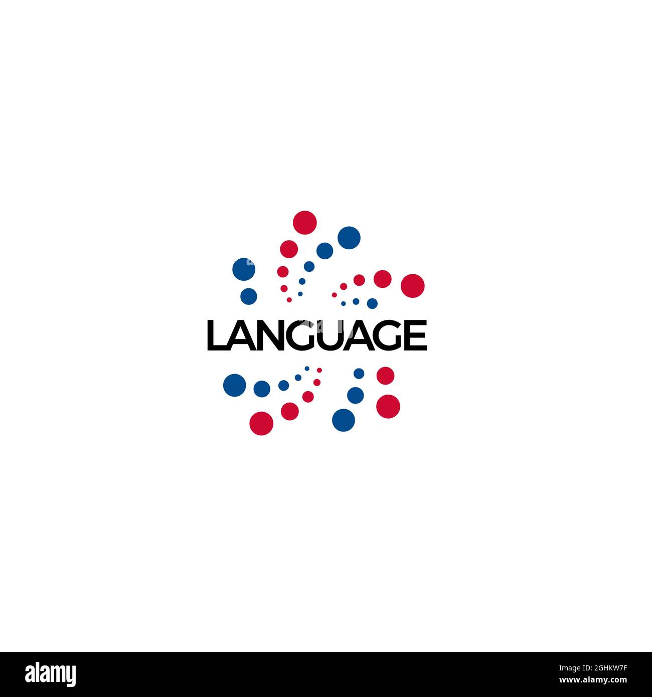 Language education school logo, blue red dot fireworks festival event ...