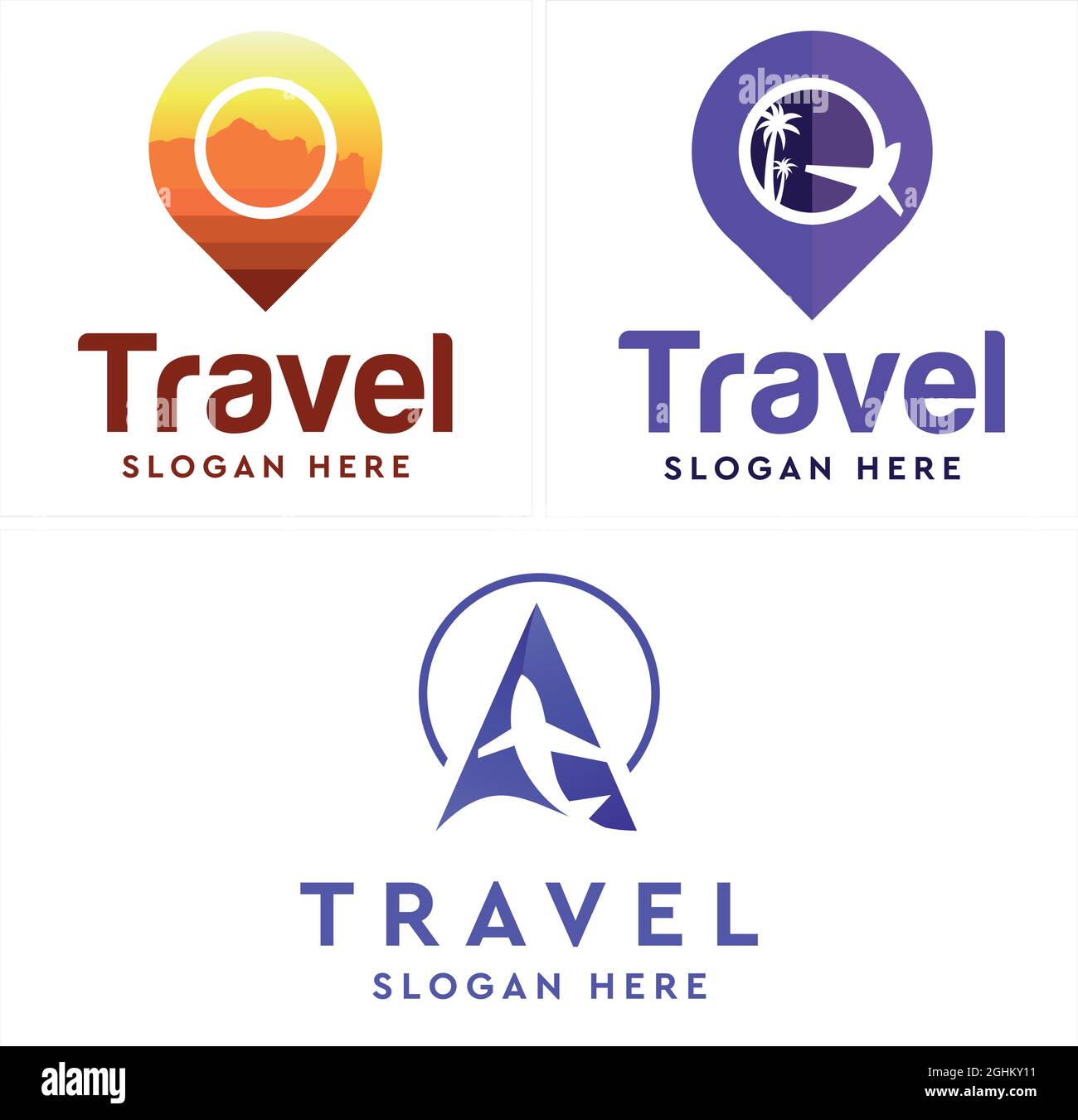 Travel business agency holiday plane logo design  Stock Vector