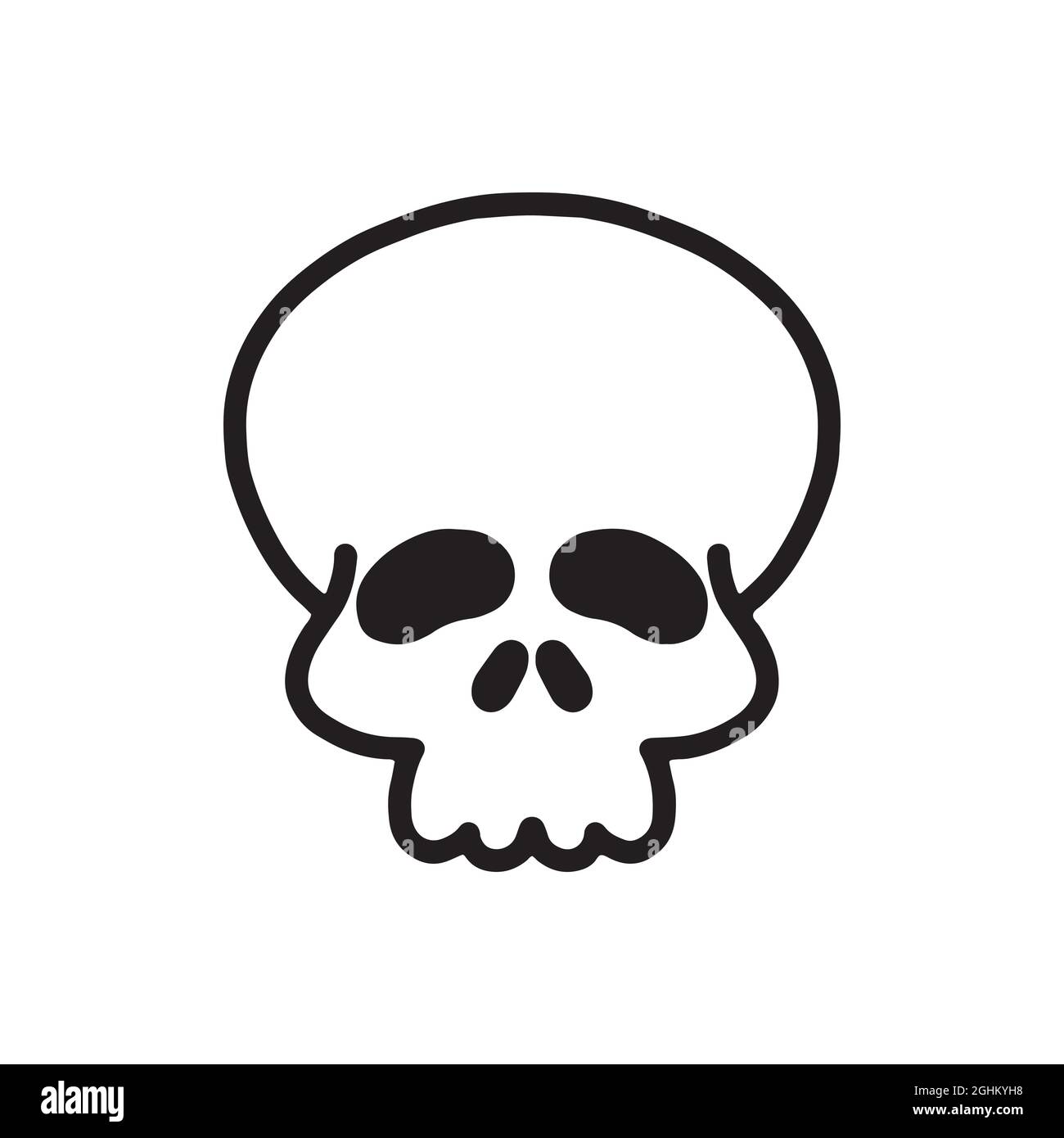 vector linear skull icon, black outline, white background Stock Vector ...
