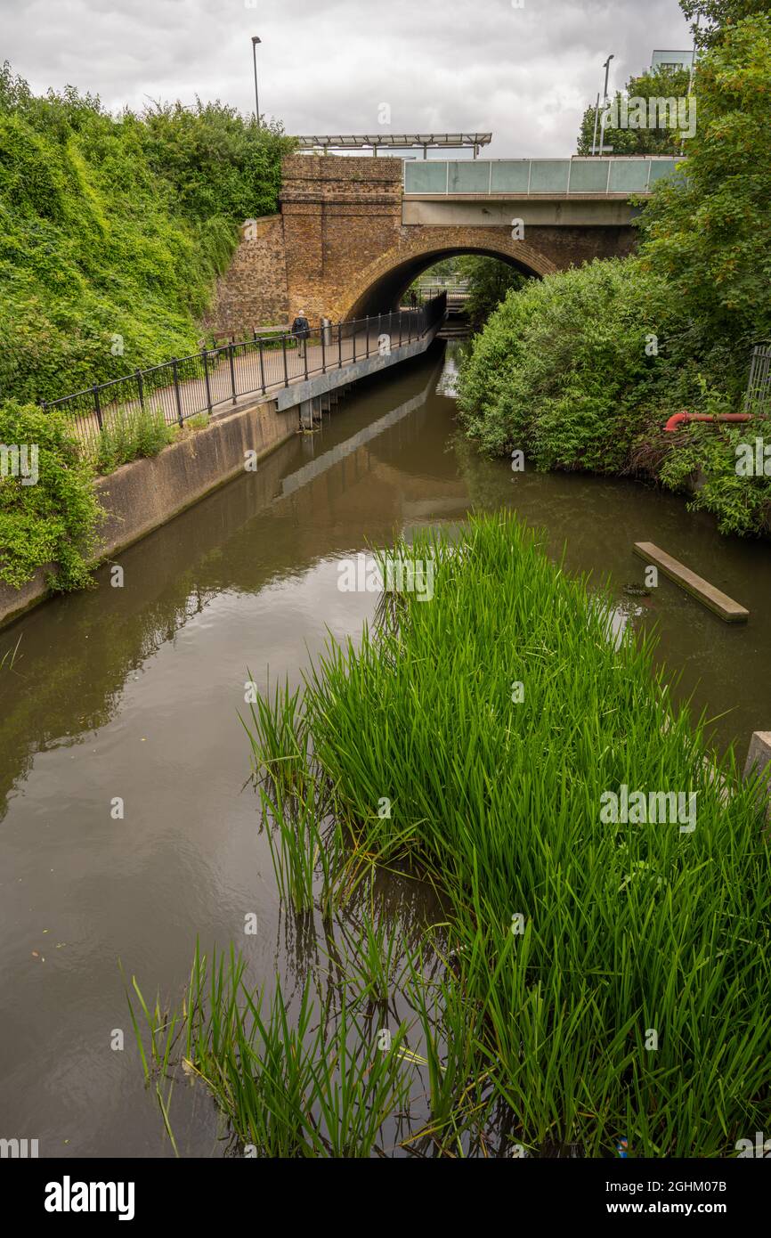 The river Darent or Darenth at Dartford Kent Stock Photo Alamy