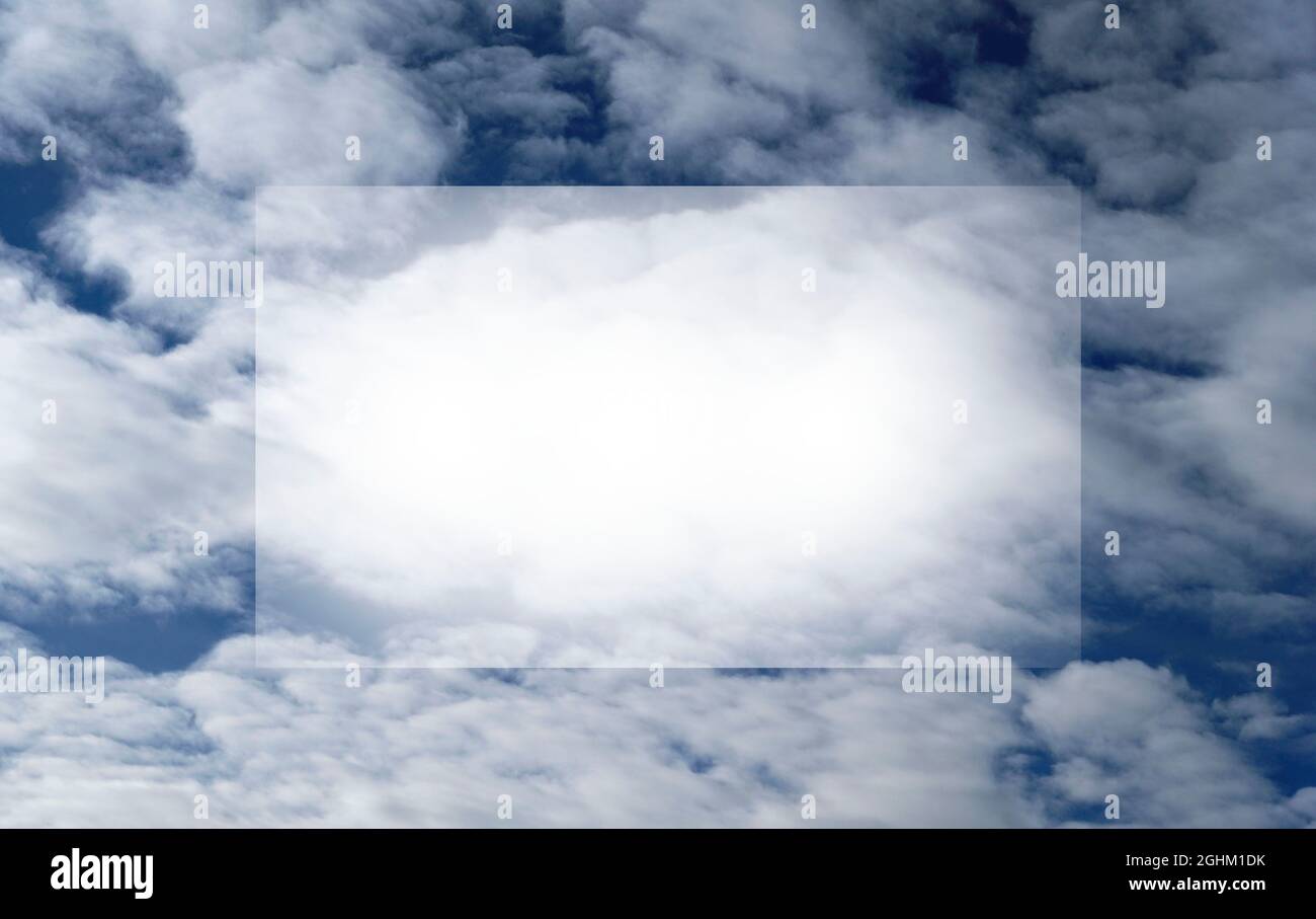 Light Clouds In The Blue Sky with white rectangular frame copyspace for ...