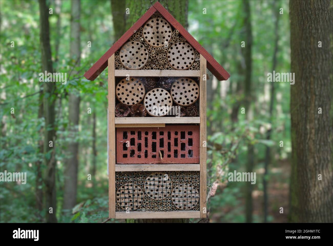 Wooden insect house decorative hotel for insects, ladybugs and bees for