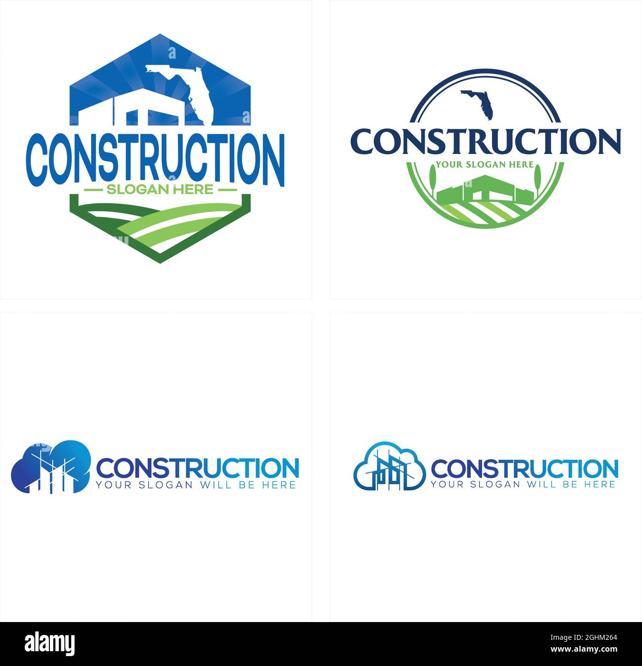 Construction business property architect building logo design Stock Vector