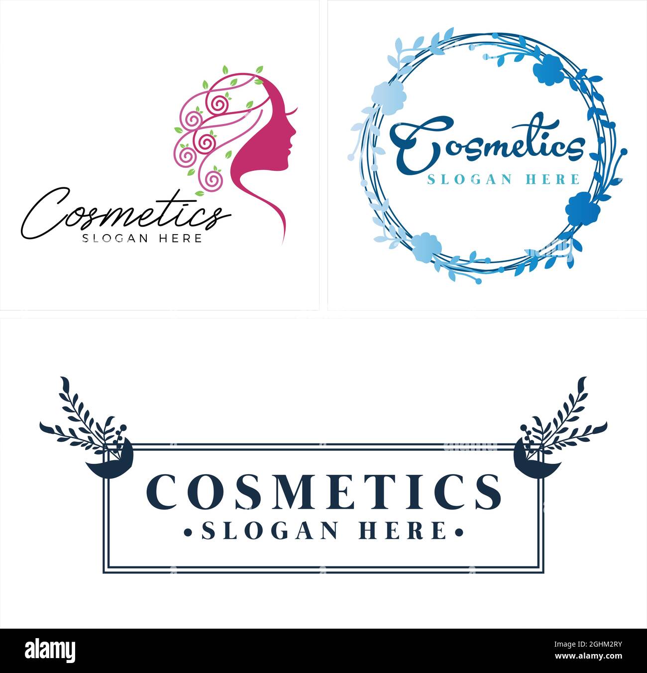Cosmetics beauty healthy women flower logo design Stock Vector