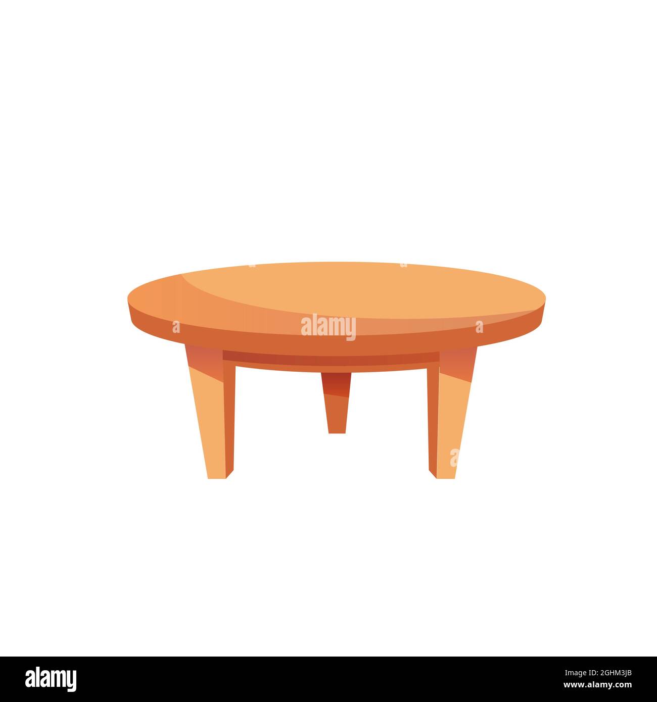 Flat cartoon coffee round table,home furniture,room interior elements