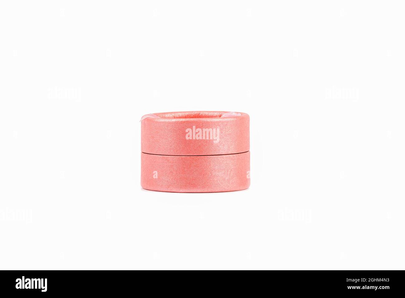 Pink round gift box isolated on white background. Copy space Stock ...
