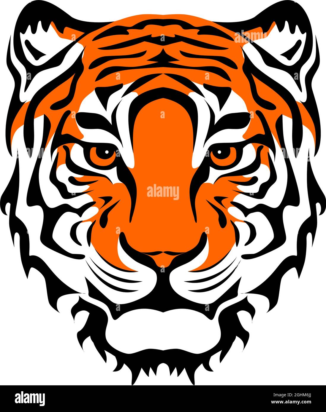 Drawing tiger face - symbol of 2022 new year for poster, brochure, banner, invitation card. Vector illustration Isolated on transparent background. Stock Vector
