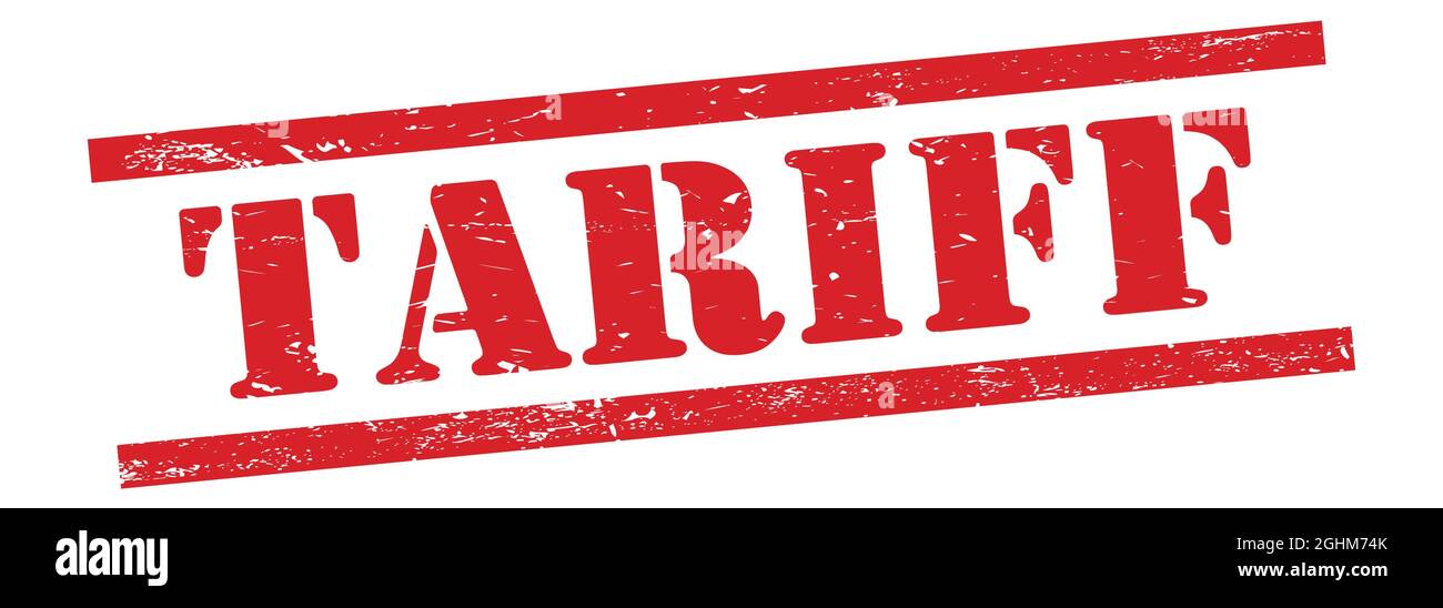 TARIFF text on red grungy vintage rubber stamp Stock Photo Alamy