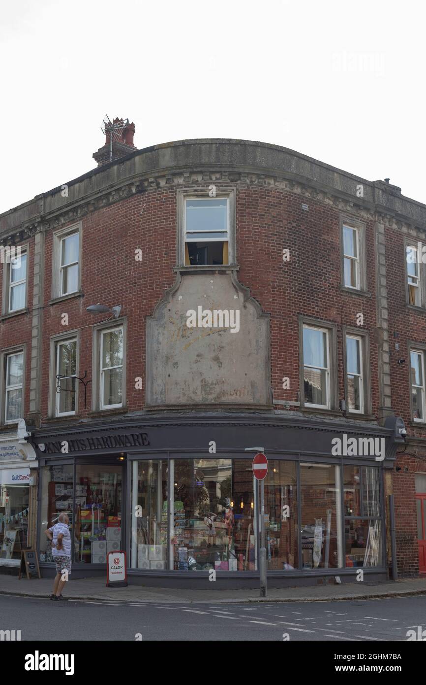 ironmonger shop front in Rowlands Road, Worthing, West Sussex, UK
