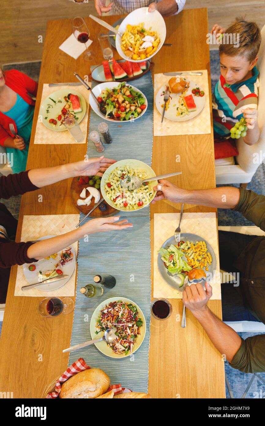 Having Table At dinner table,overhead view hi-res stock photography and images - Alamy