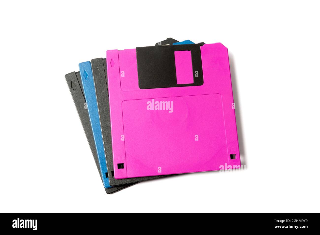 Old floppy disks on white background Stock Photo Alamy