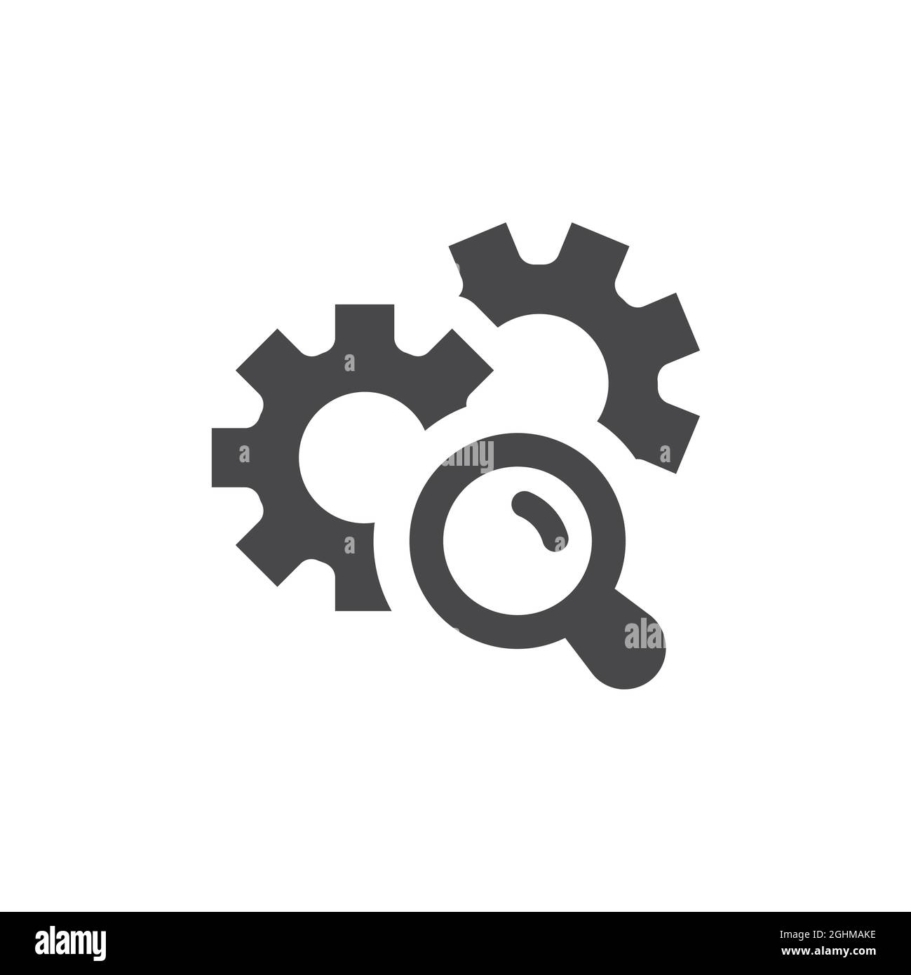 Vector magnifying glass gear icon hi-res stock photography and images ...