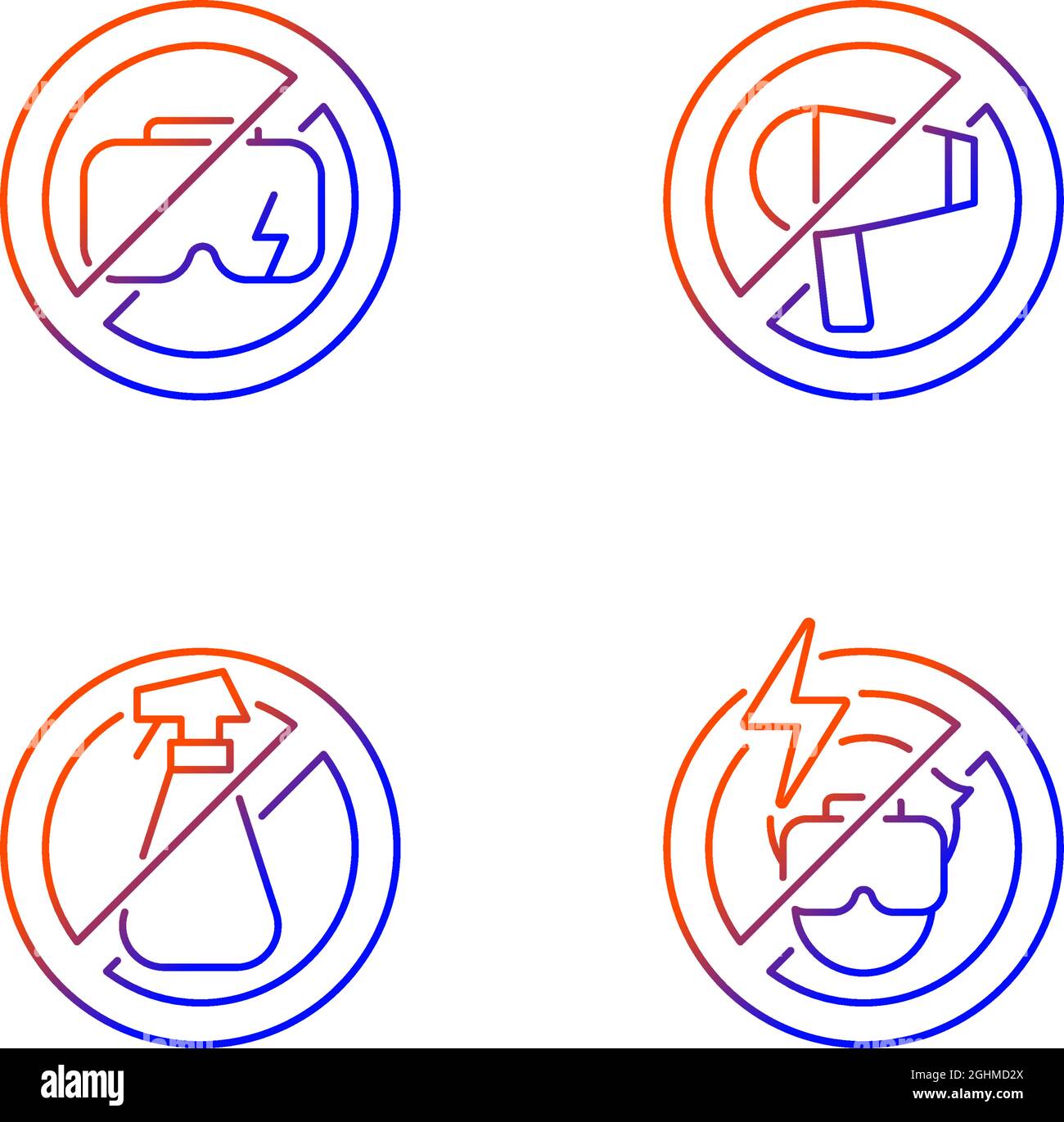 VR device gradient linear vector manual label icons set Stock Vector