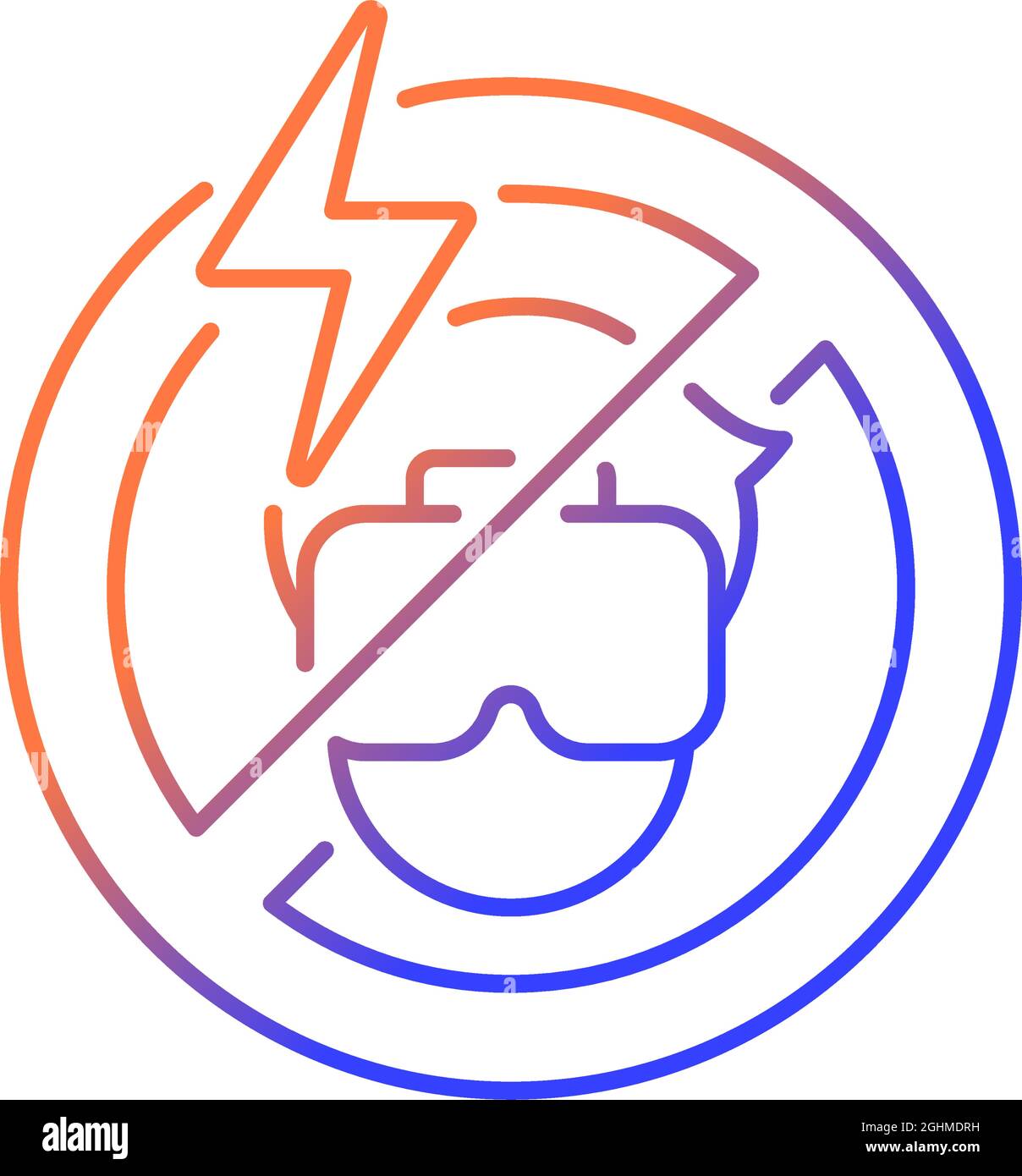 Do not use if headset causes headache gradient linear vector manual label icon Stock Vector