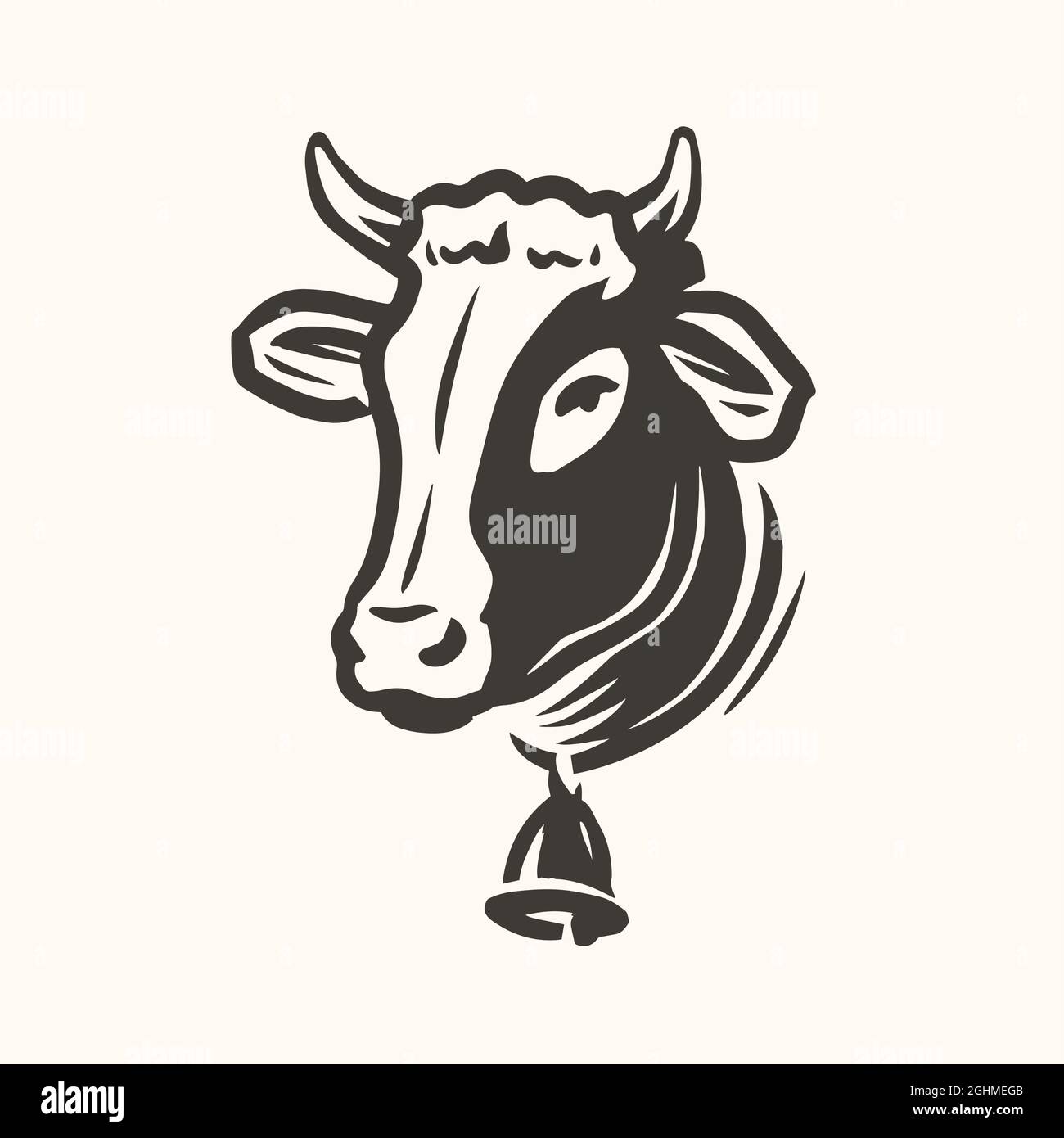 Cow head portrait logo. Dairy farm, fresh milk, beef symbol. Farm animal  vector illustration Stock Vector Image & Art - Alamy