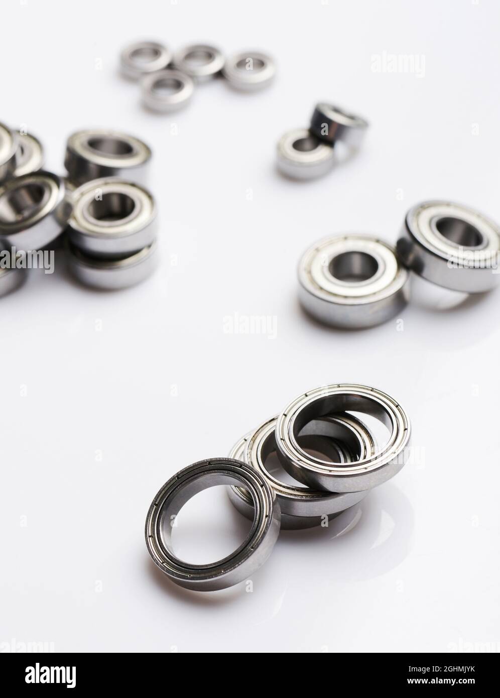 Precision metal bearings theme. Many different type of rollers Stock