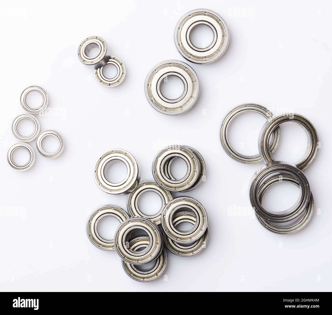 Groups of different size bearings isolated on studio background Stock Photo