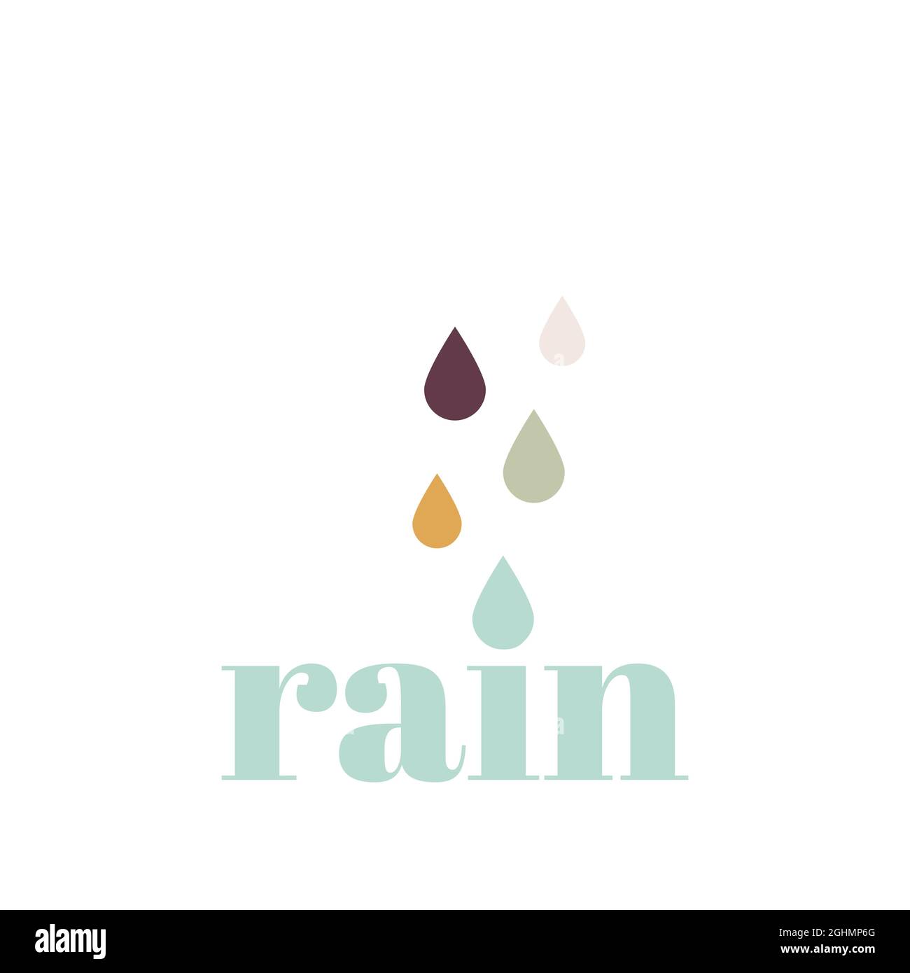 Typographic composition with the word rain. Vector illustration, flat design Stock Vector
