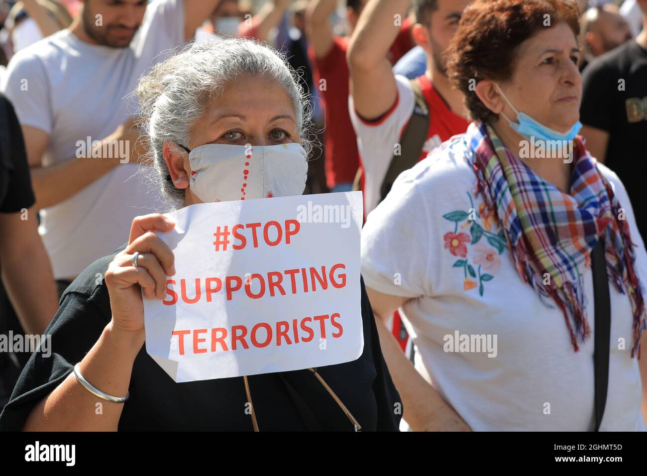 London, UK. 07th Sep, 2021. Afghani protesters have gathered in Westminster and march along Whitehall to protest against the situation in Afghanistan, the Taliban and other related issues. Credit: Imageplotter/Alamy Live News Stock Photo