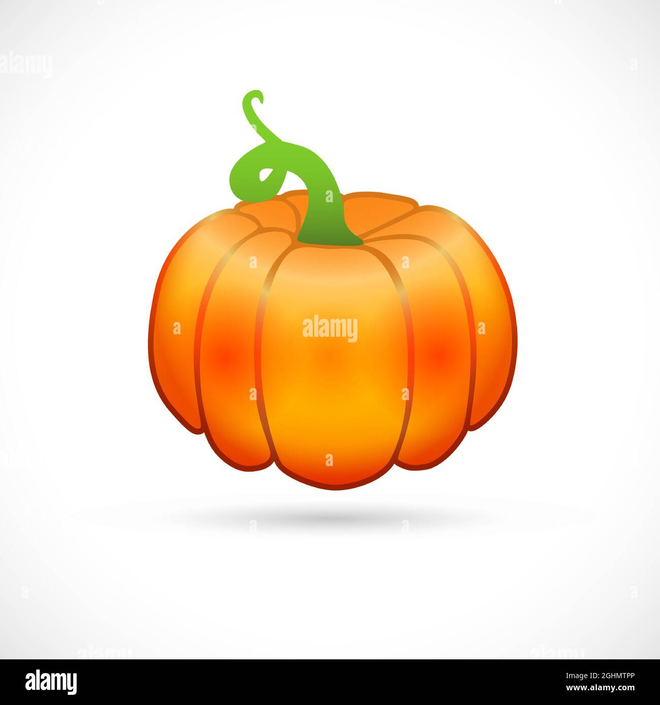 Pumpkin on white background. Hello autumn vector vegetable illustration. Design for thanksgiving greeting card, sale or advertising poster, flyer, web Stock Vector
