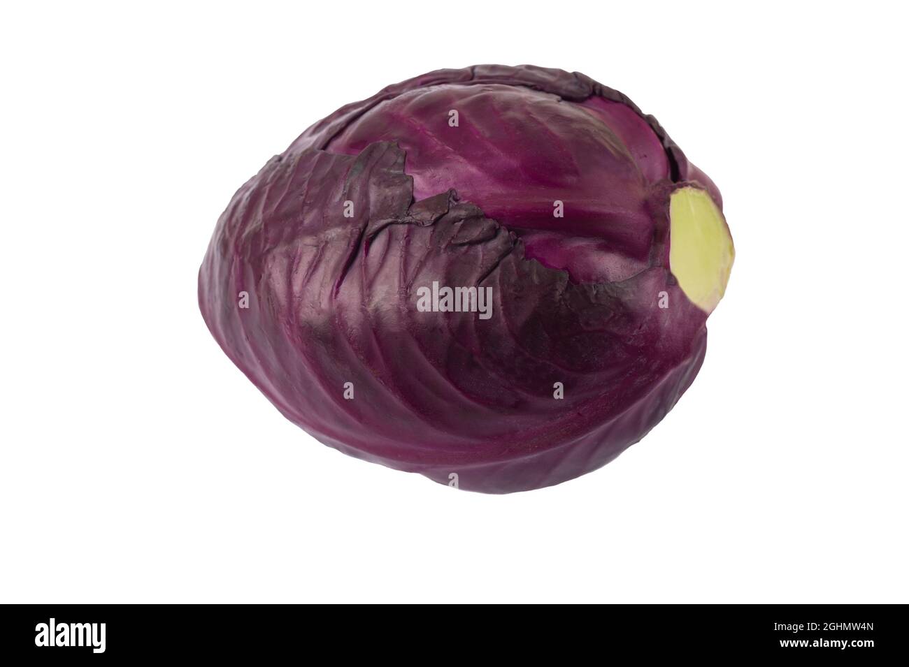 Raw organic red pointed cabbage isolated on white background. Stock Photo