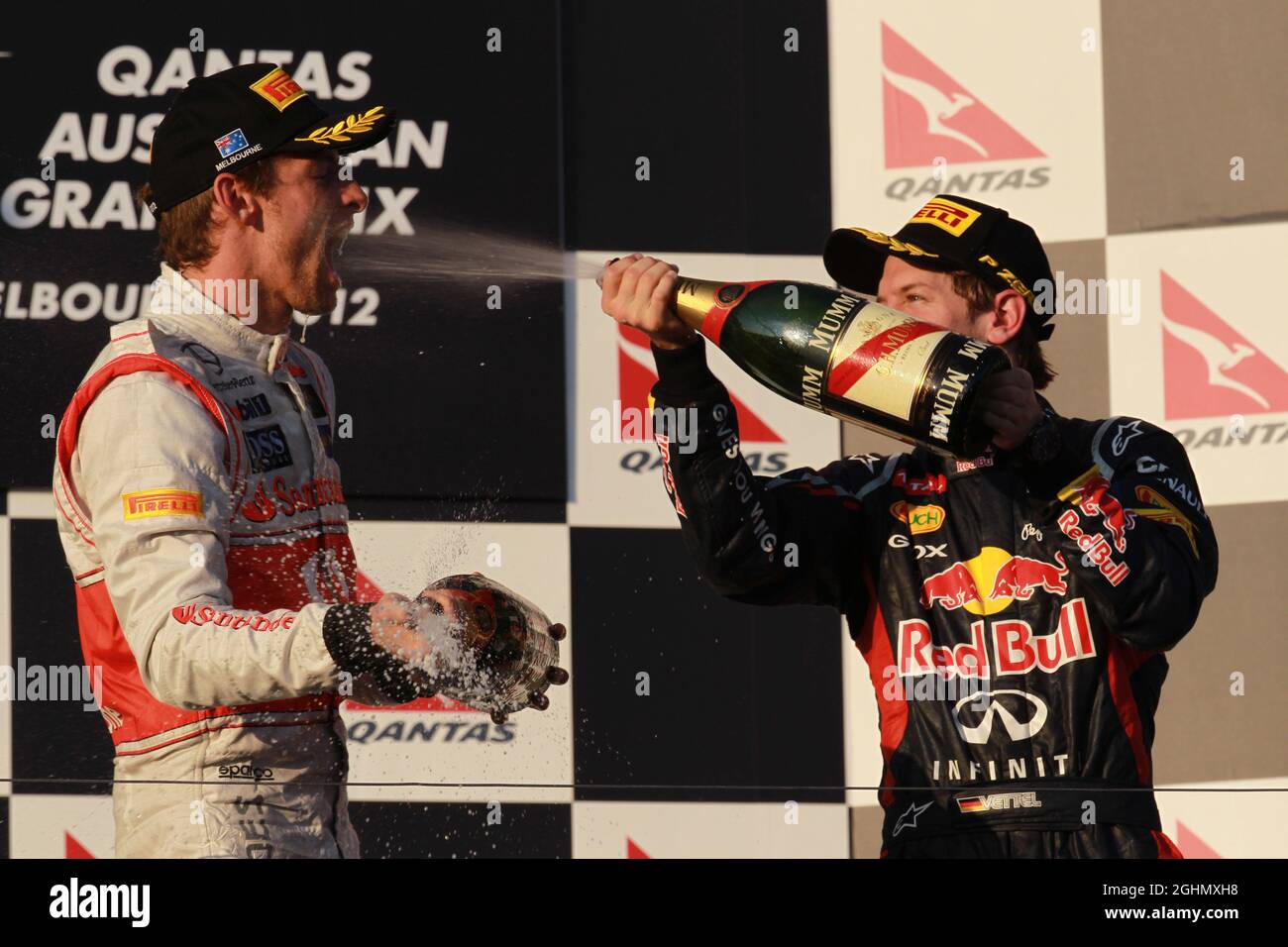 Jenson Button (GBR), McLaren Mercedes and Sebastian Vettel (GER), Red ...