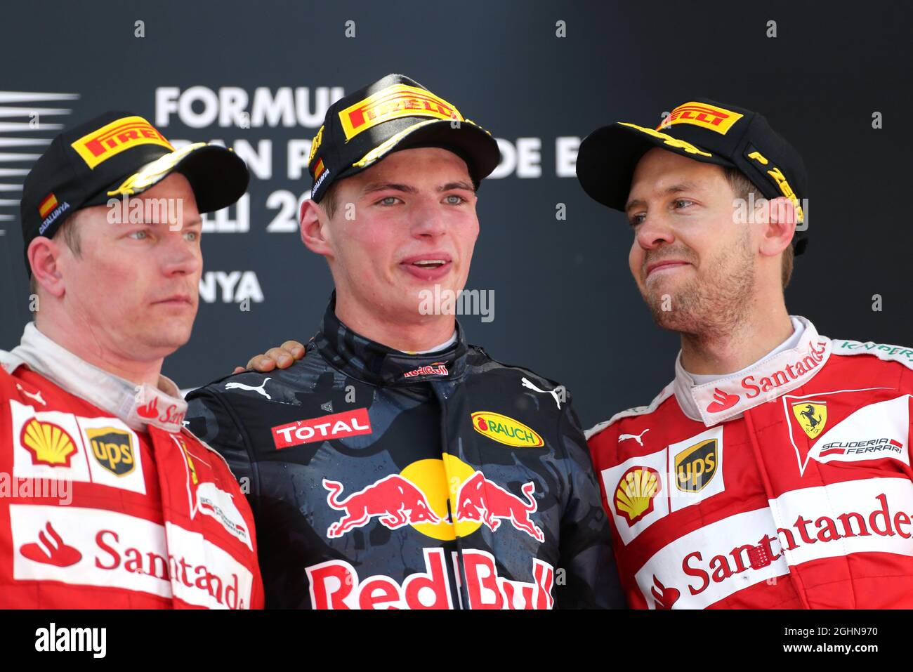 The podium (L to R): Kimi Raikkonen (FIN) Ferrari, second The podium (L to R): Kimi Raikkonen (FIN) Ferrari, second