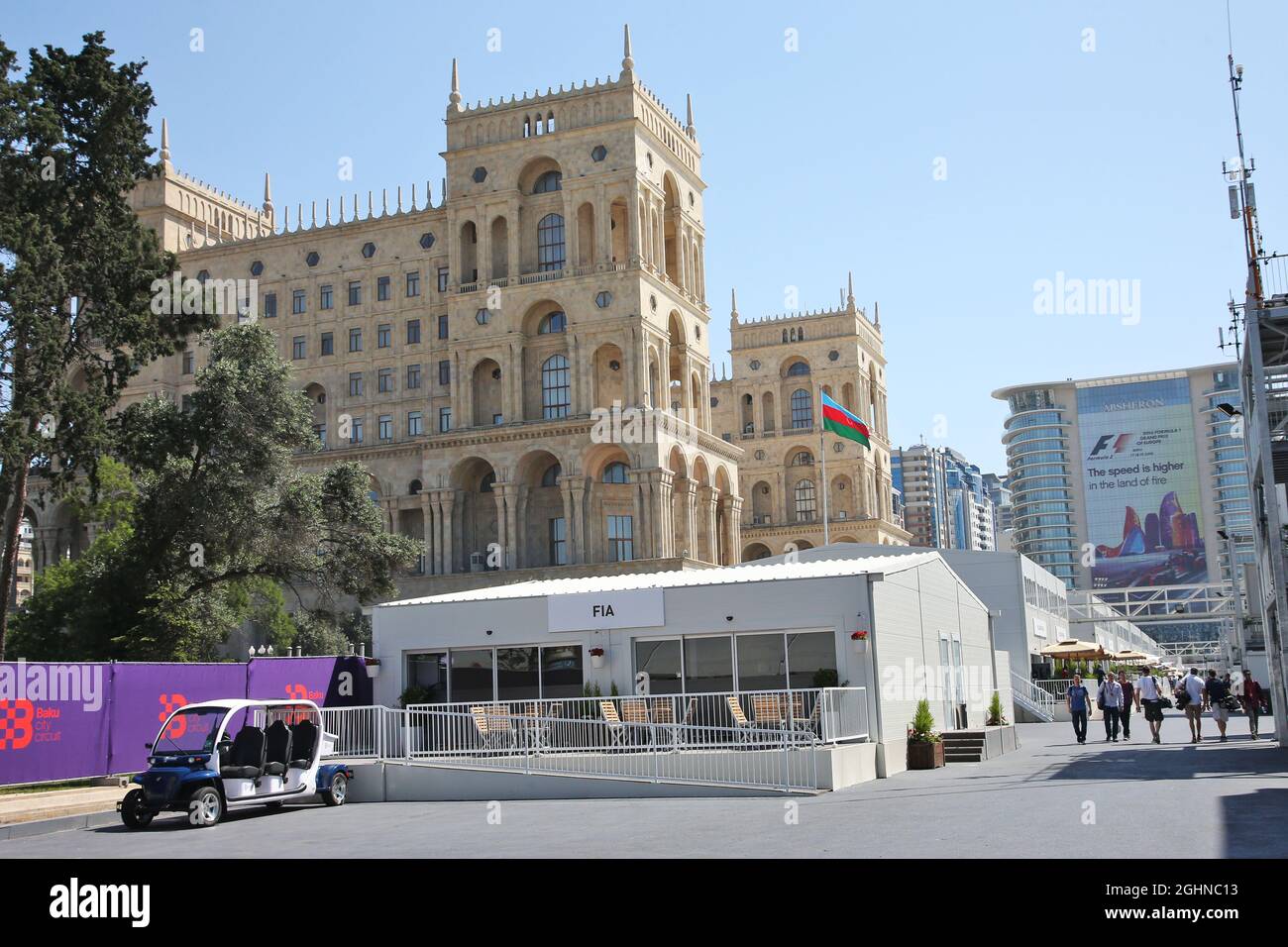 The paddock.  16.06.2016. Formula 1 World Championship, Rd 8, European Grand Prix, Baku Street Circuit, Azerbaijan, Preparation Day.  Photo credit should read: XPB/Press Association Images. Stock Photo